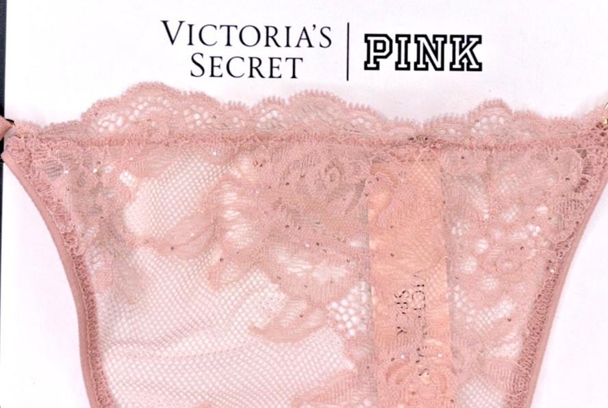 Victoria’s Secret Very Sexy NWT Large Pink Sequin Lace Adjustable V String Panty
