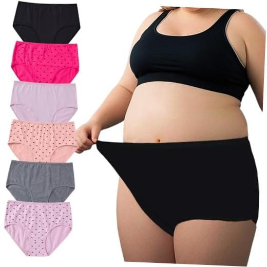 Women’s Cotton Plus Size Underwear Ladies Panties Briefs XL-5XL 3X-Large 6 Pack