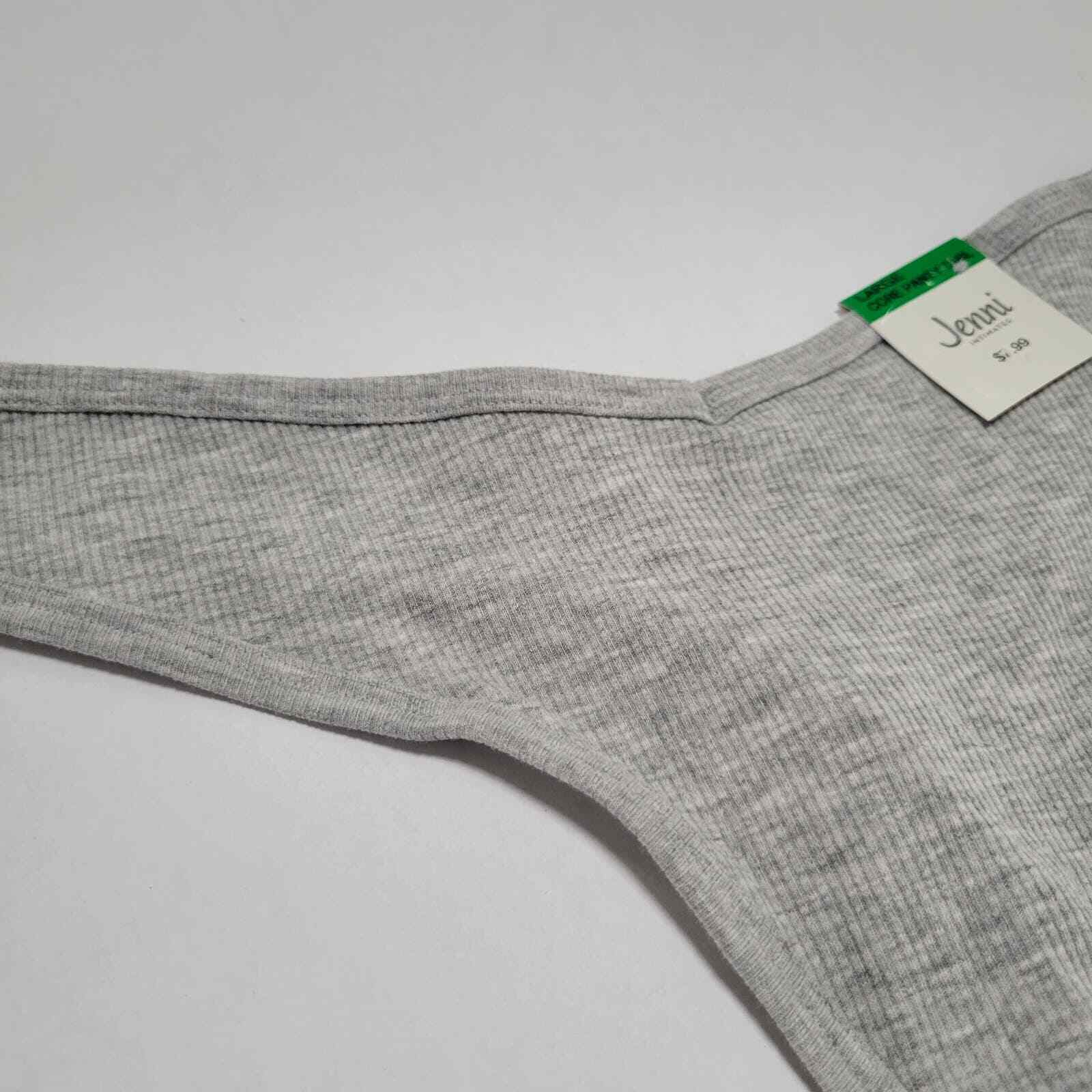 Jenni Women’s Ribbed Thong Panty, Sleep Grey Heather NWT Large