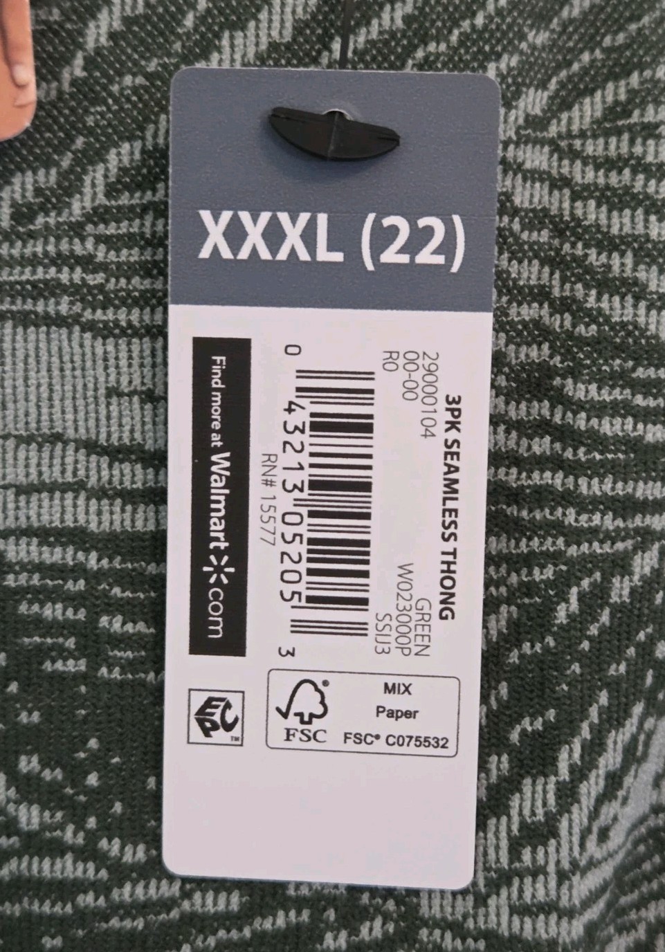 Kindly Yours Women’s XXXL 22 Seamless Thong Underwear GREEN Palms #10726