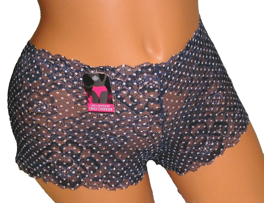 Panties Lingerie Maidenform Polka Dot Lace Cheekier Boyshorts Sz 8 XL Adult Gift