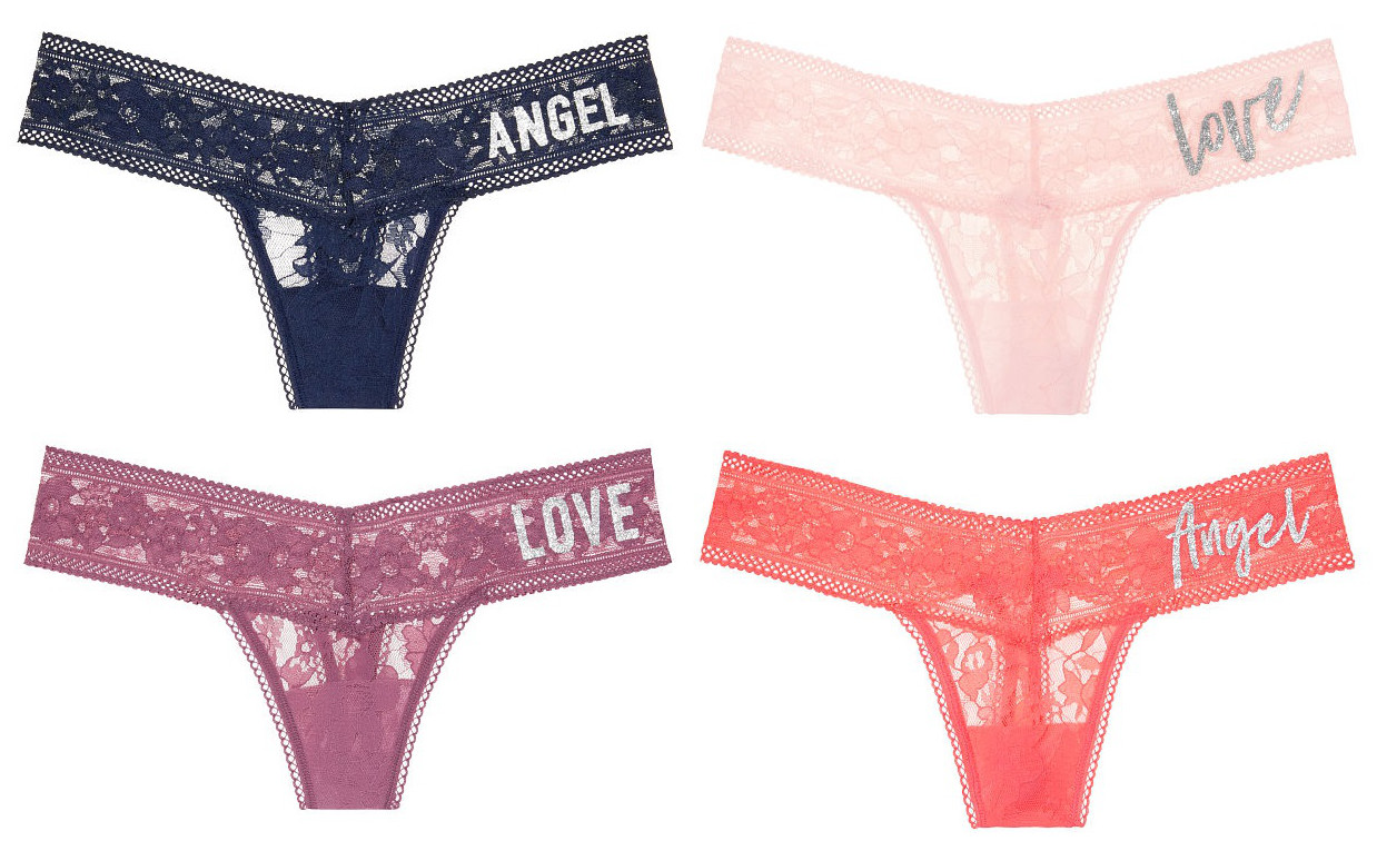Victoria Secret The Lacie Floral Lace Thong Panty Love & Angel XL You Pick Color