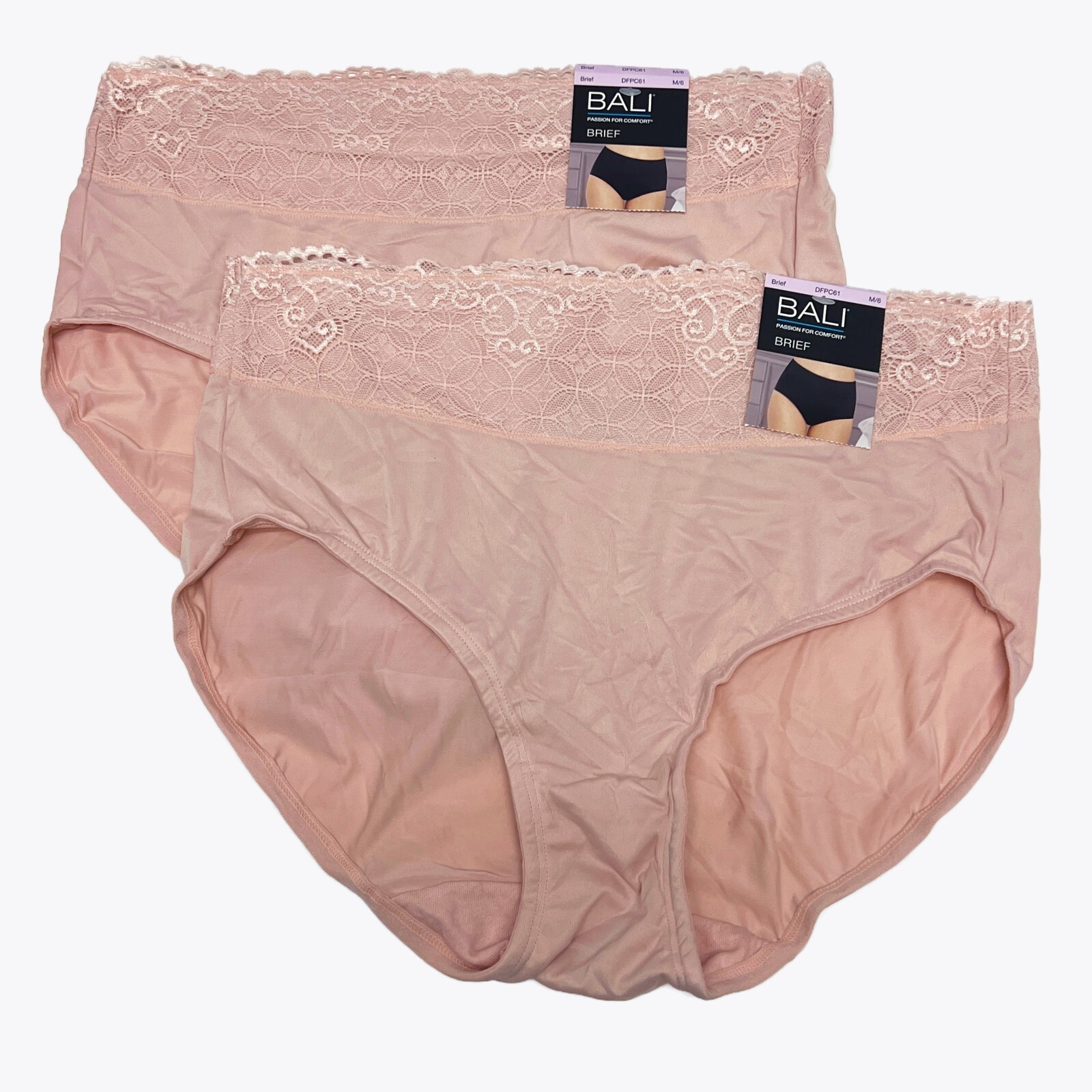 2 Bali Passion for Comfort Brief Panty M 6 DFPC61 MEDIUM NWT 2 PACK