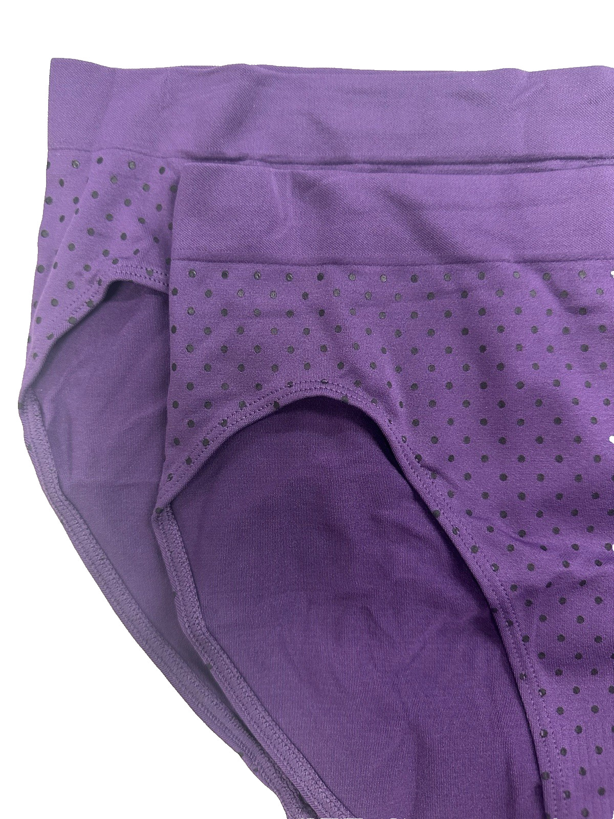 Bali Women Smooth U Hi-Cut Brief Size L/7 Vista Black Dot Purple Soft 2-Pack
