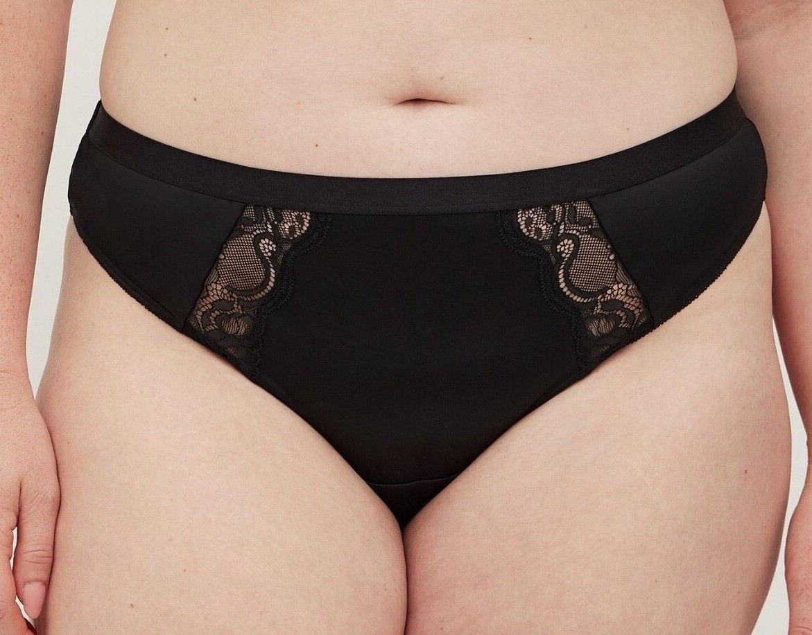 Torrid Black Cut Out Thong Panty – Microfiber & Lace 2x 3x 4x plus
