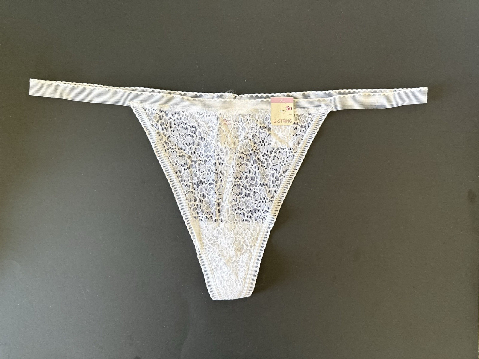 White V String Floral Lace Thong Panties Size XL NWT