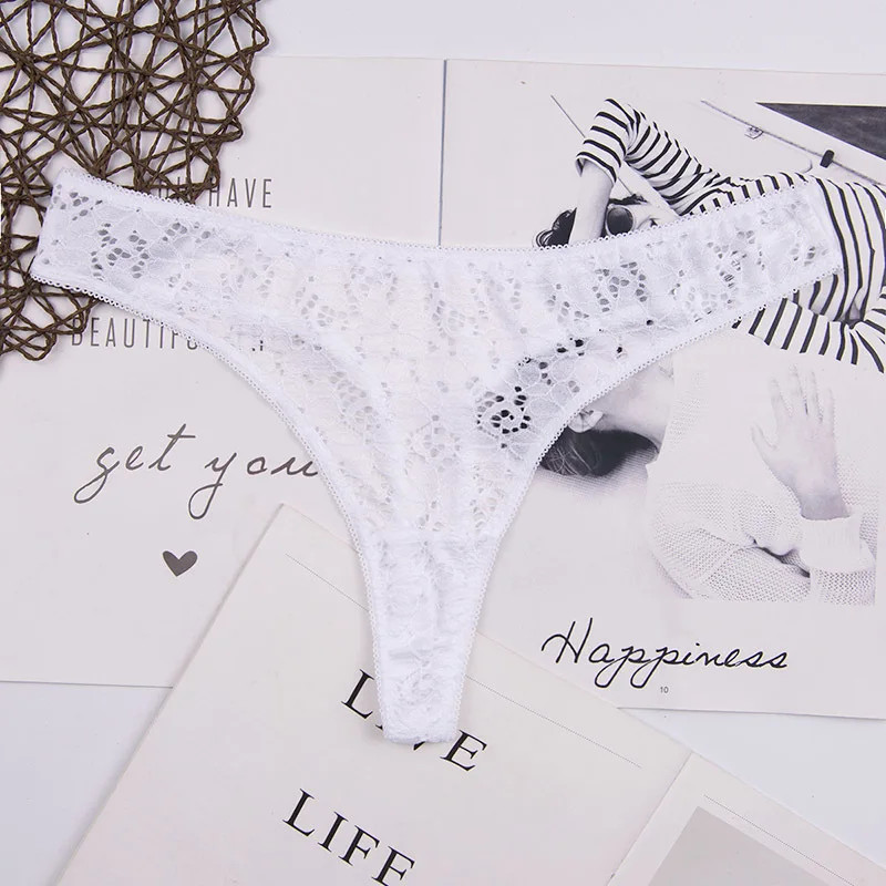 Low Waist G String Panties Lace Trim Stretch Breathable Soft Comfortable Fit 1PC