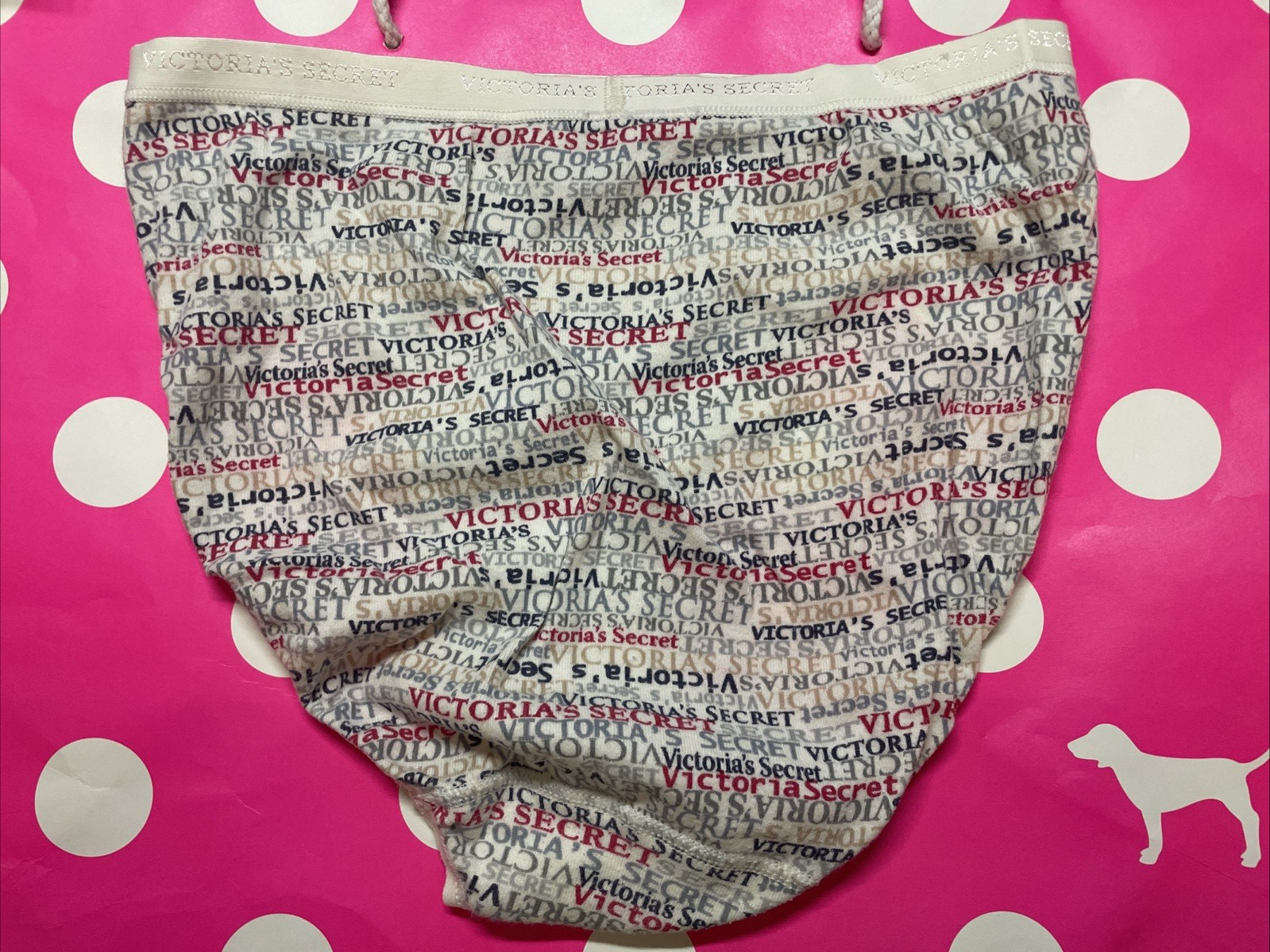 Y2K Vintage Victoria Secret LOGO Cotton Signature Waist High Leg Brief Panties M