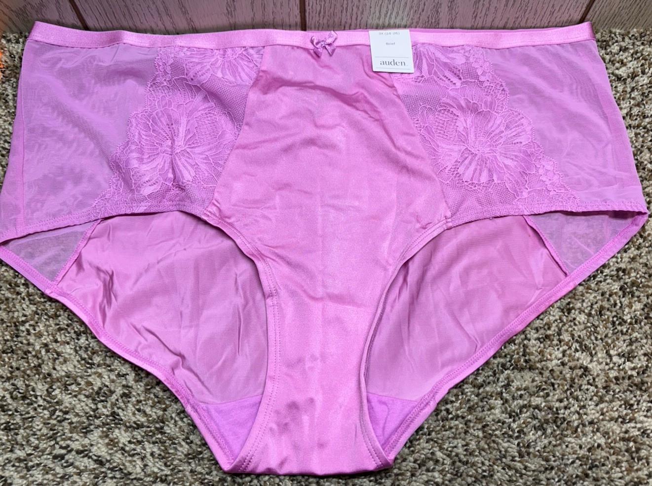 Auden Pink Brief Panty. Size: 3X (24-26).