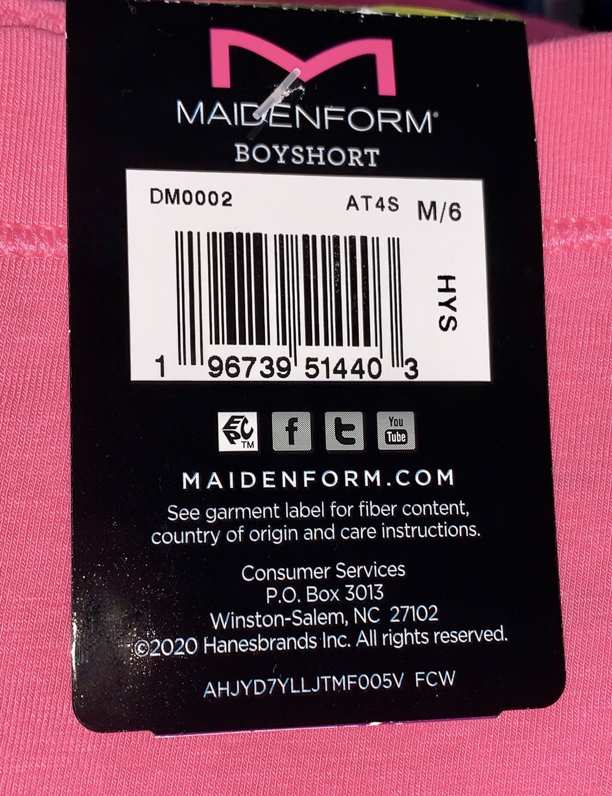 MAIDENFORM Dream Tailored Cotton Pink Boyshort Panty Womens Sz S 5 M 6