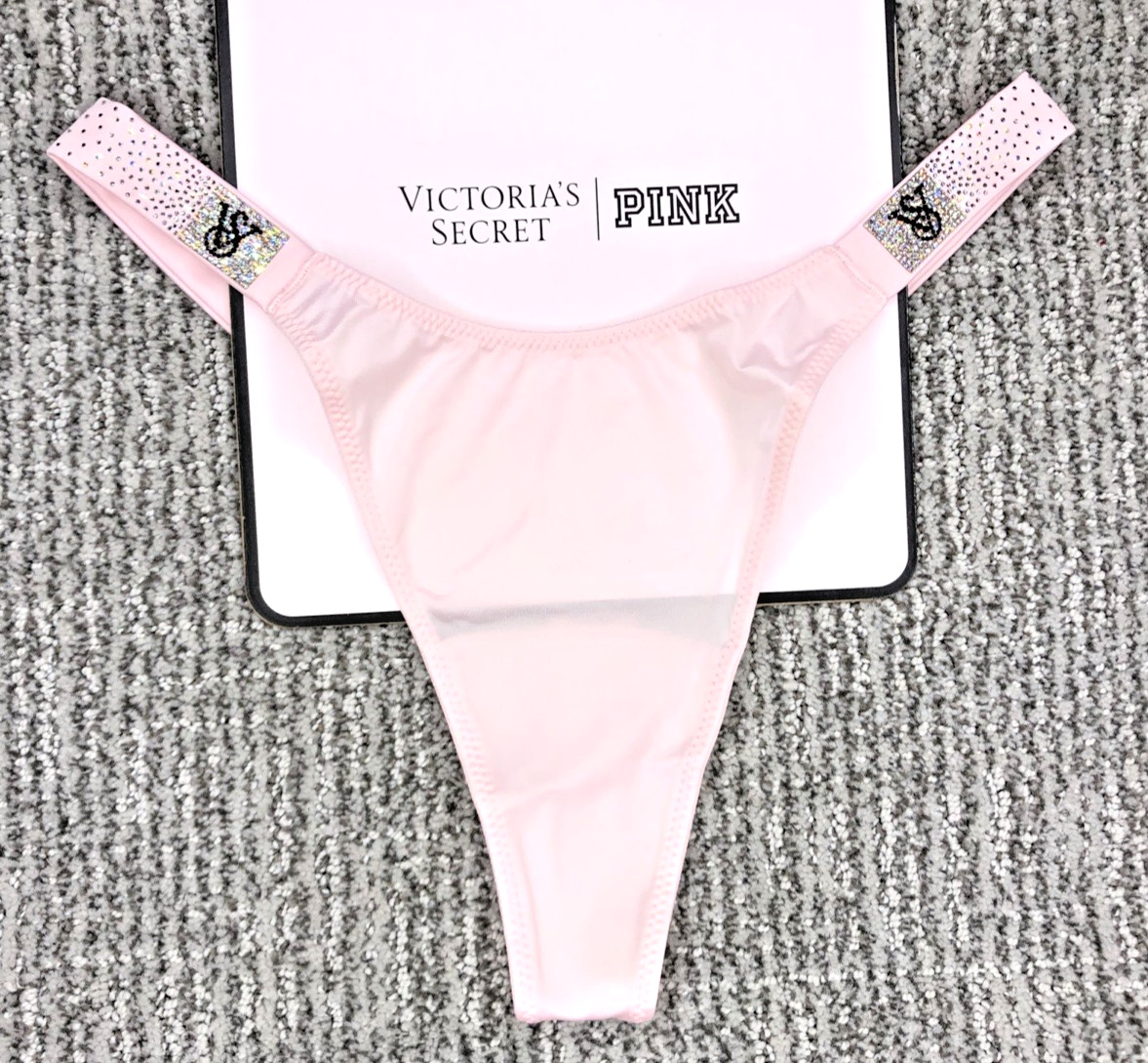 Victoria’s Secret Very Sexy NWT XL Pink Scatter Shine Strap Thong Panty Bling