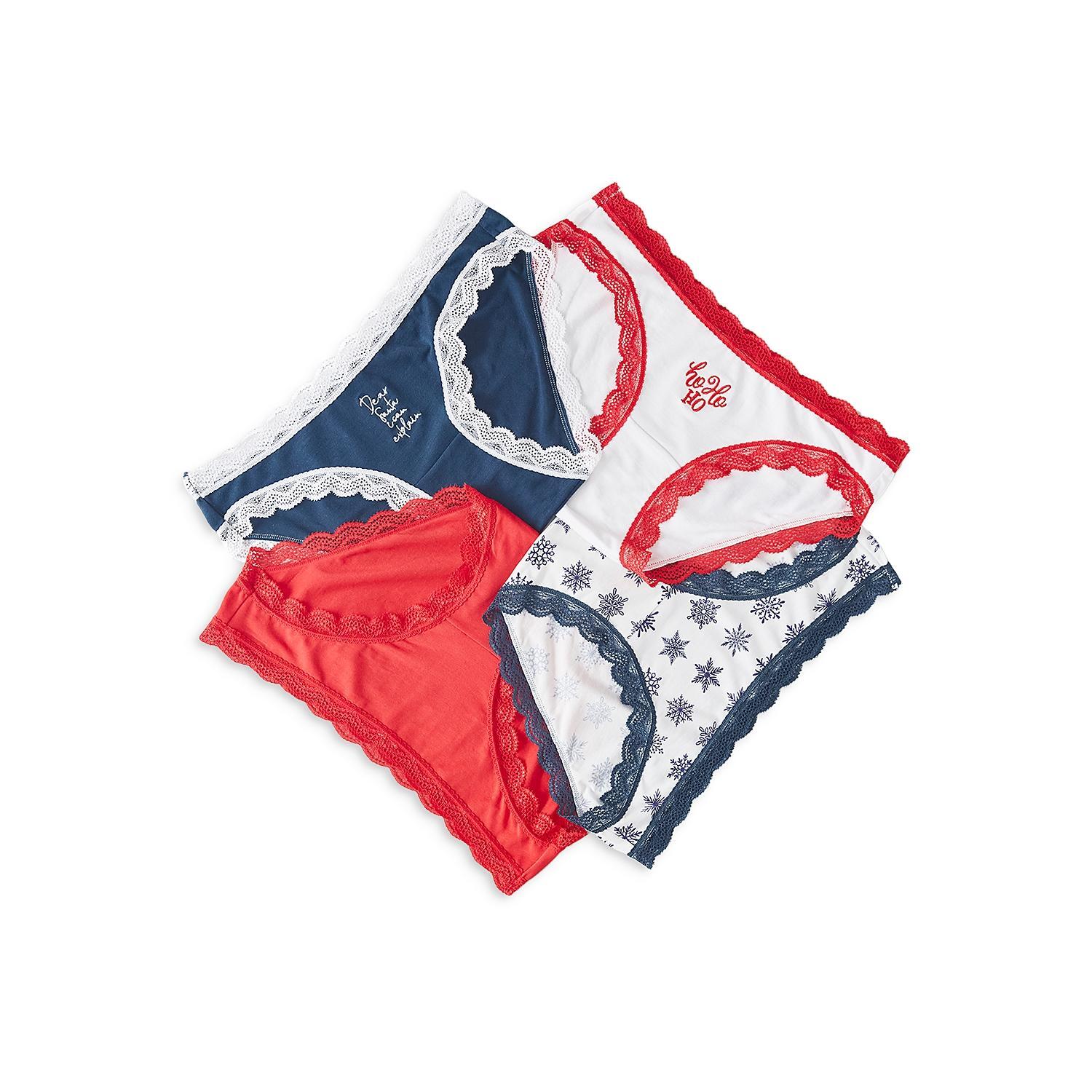 Stripe and Stare 289654 Women’s Lace Trim Holiday Bikini, Pack of 4 Size M