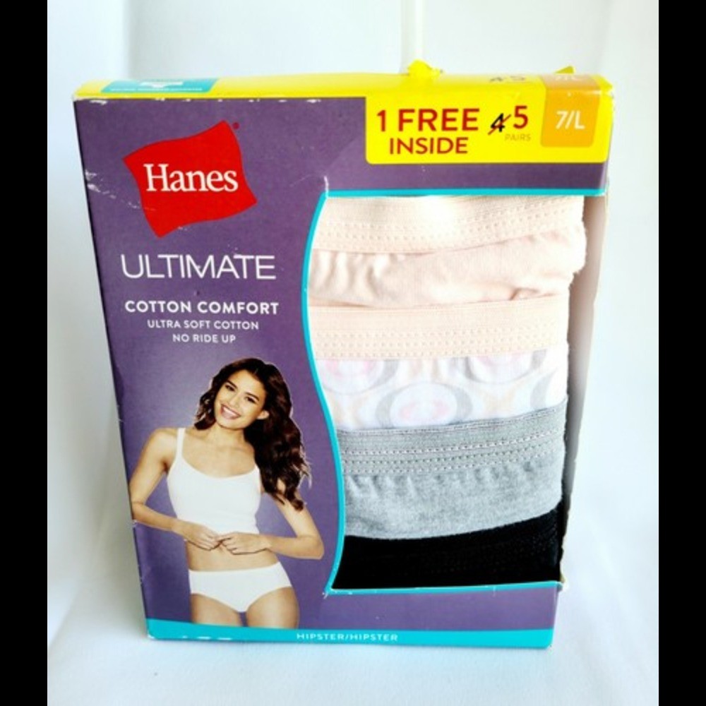 Hanes Ultimate Cotton Comfort Hipster Panties Womens Size 5 / S Assorted 5-Pack