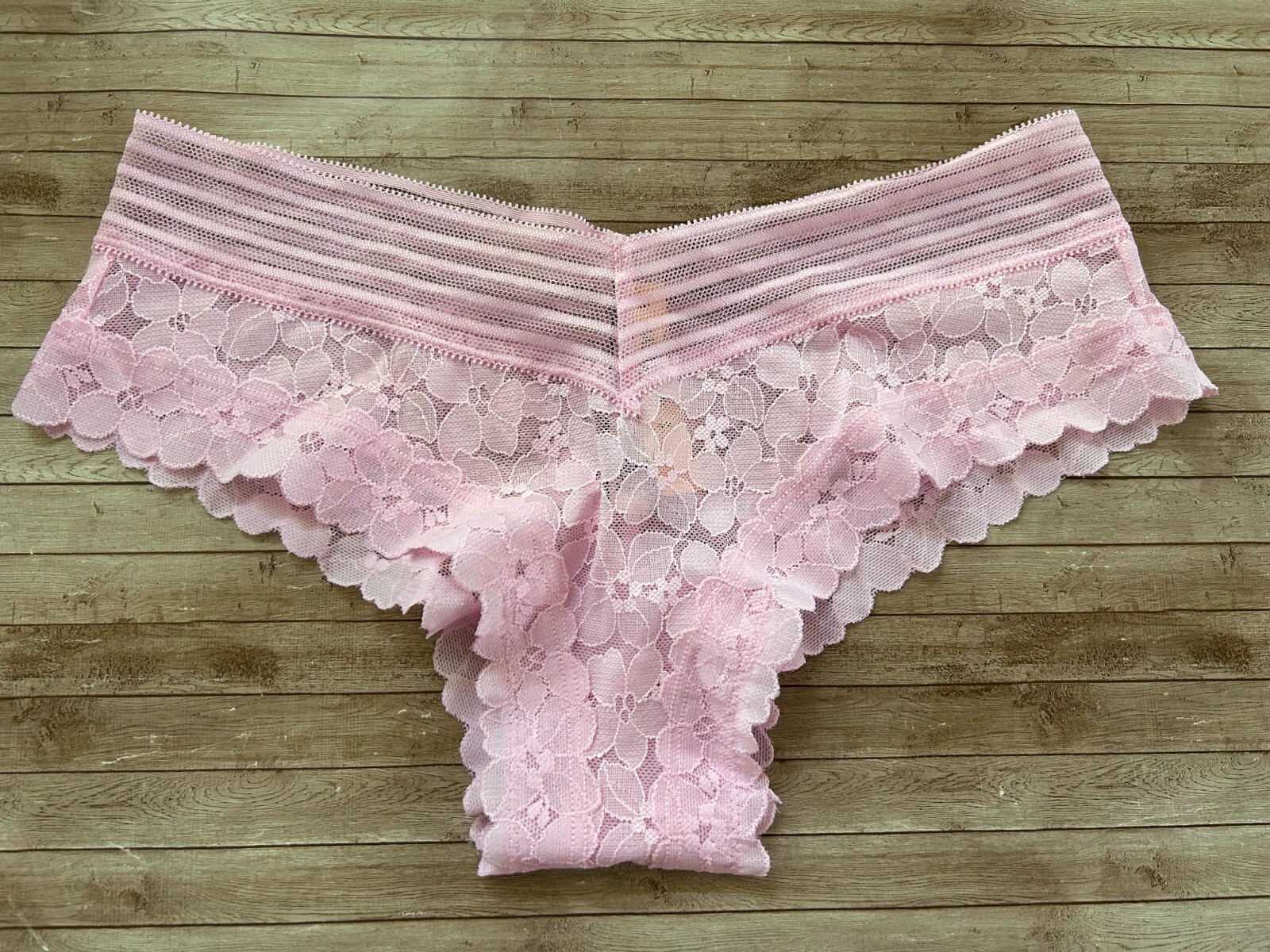 Nwt Victorias Secret The Lacie Stripe Trim Cheeky Panty Pink M