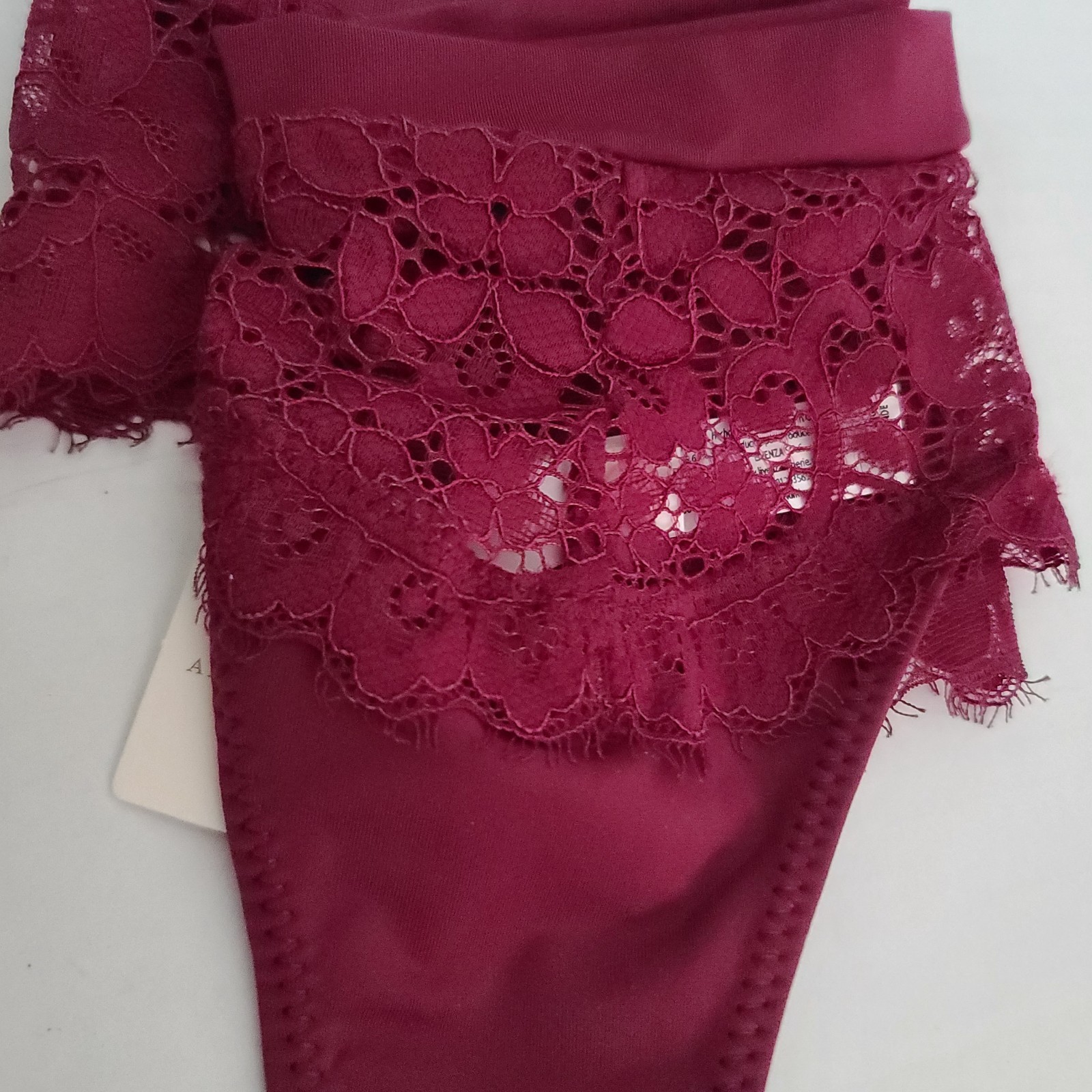 Anthropologie Livenza Lace Thong Panty Maroon Extra Large Low Rise Sexy NWT