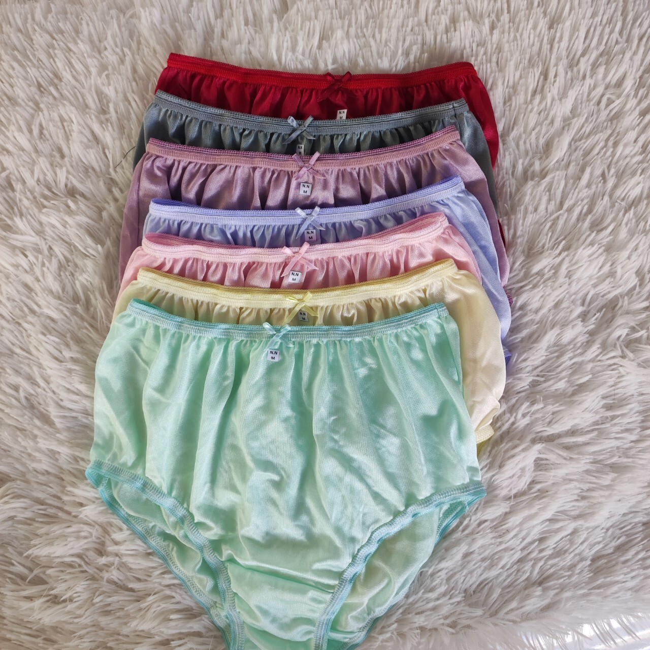 7pcs Colorful Size M Light Underwear Nylon Silky Soft Slip Panties Waist 30″-36″