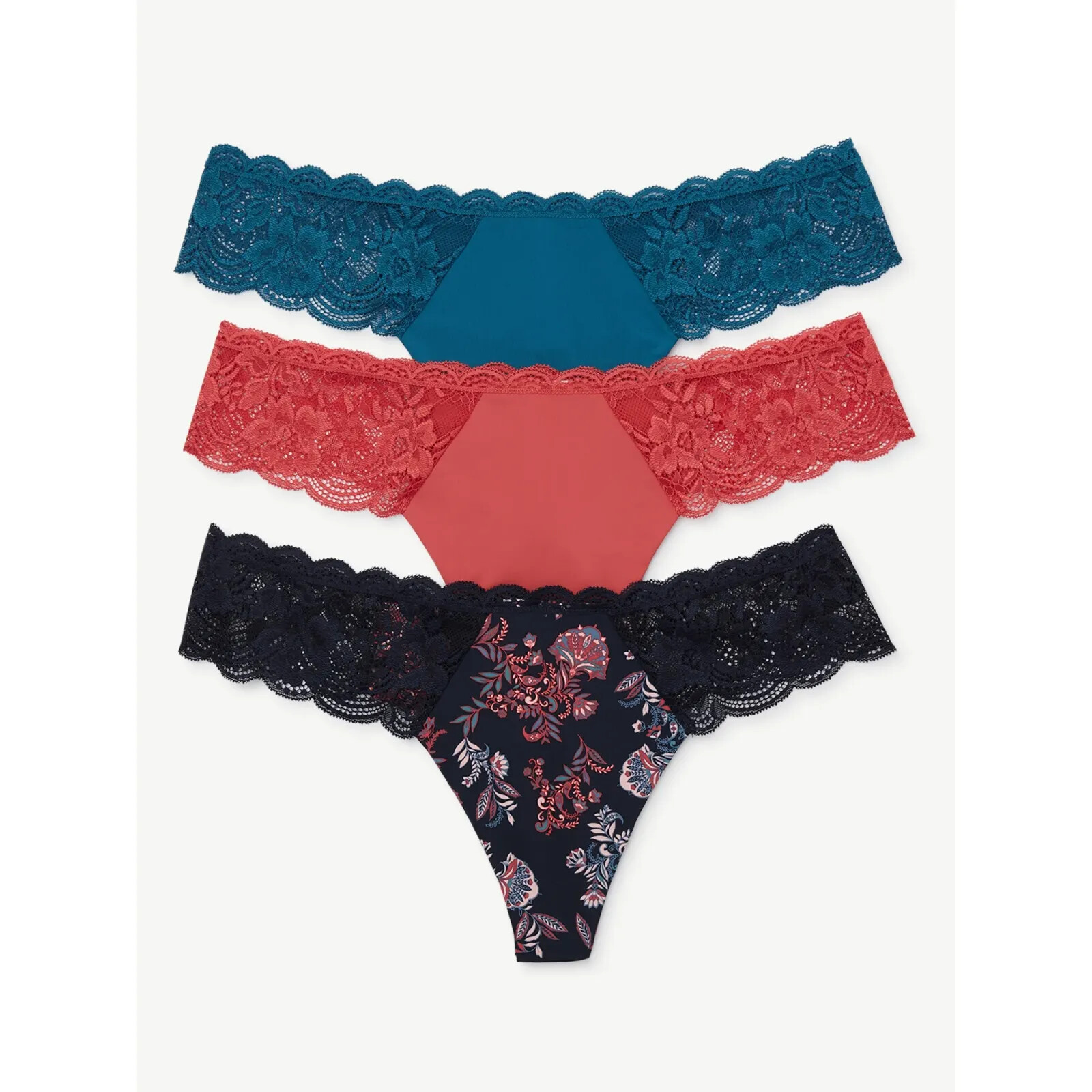 Joyspun 3-Pair Womens Thong Underwear Panties Nylon Blend ~XXX Large 22/X Small2