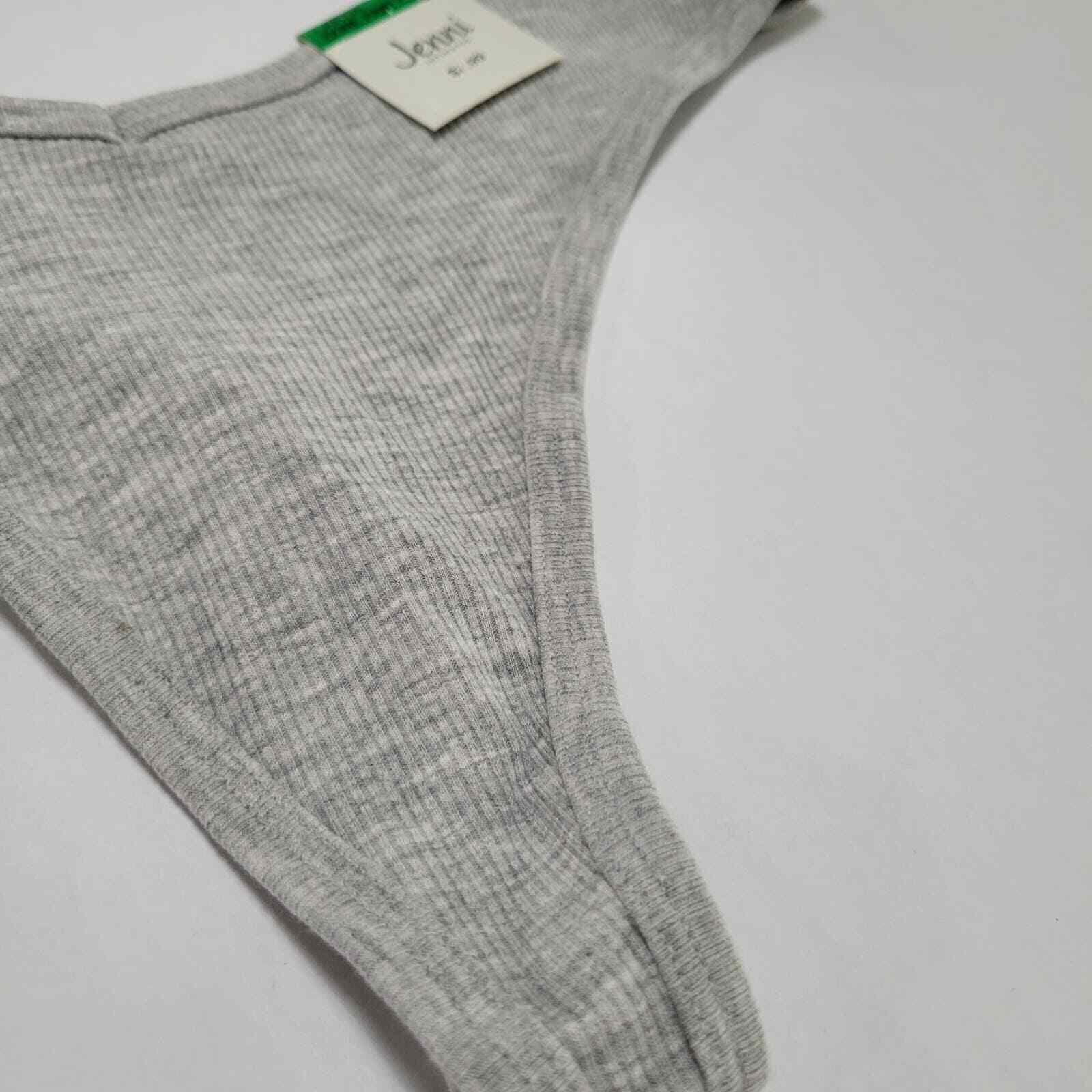 Jenni Women’s Ribbed Thong Panty, Sleep Grey Heather NWT Large