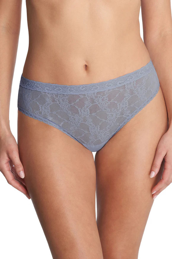 NEW! $22 NATORI 771303 BLISS ALLURE LACE THONG UNDERWEAR OCEAN STORM SZ OS