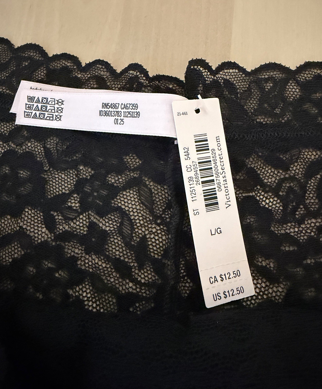 Victoria’s Secret The Lacie BLACK Lace Cheeky Panty (LARGE) — NEW with tags!