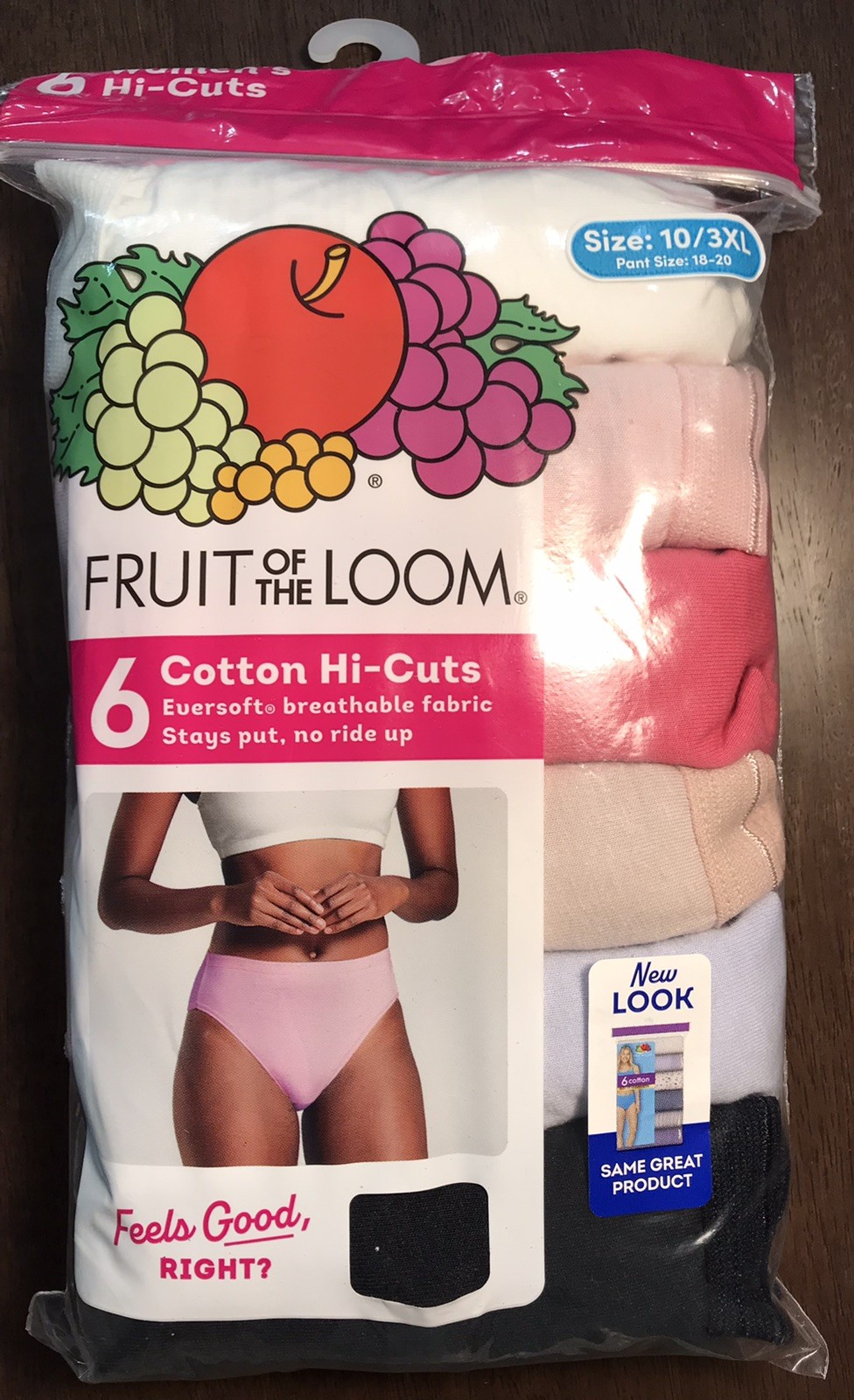 Fruit of the loom hi cut cotton 6 pack panties 10/3xl new