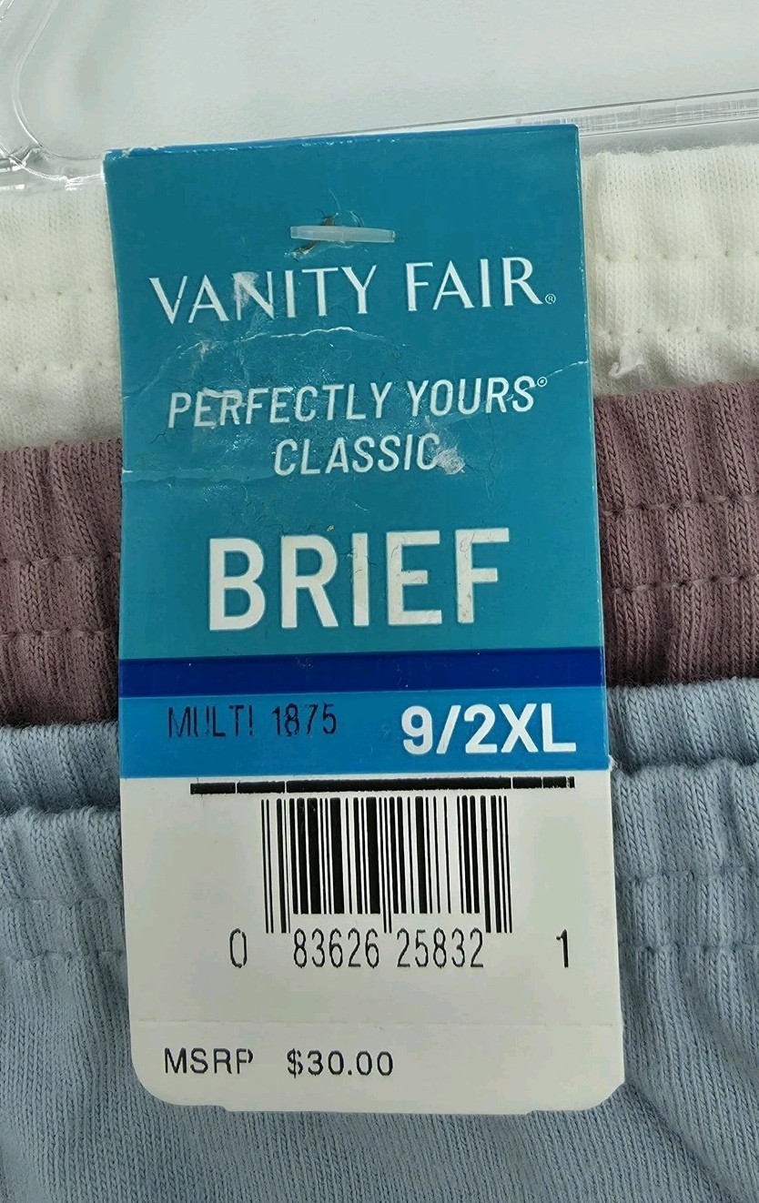 Vanity Fair Briefs Panties Womens 2XL 9 Perfectly Yours Classic 3 Pack Cotton