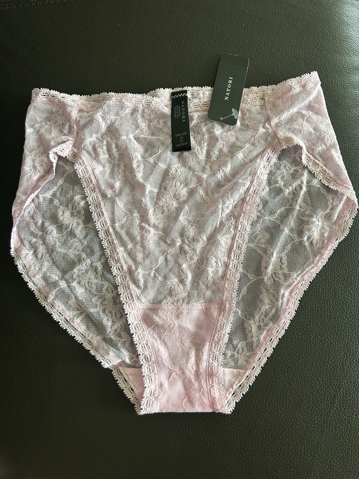 New Natori Bliss Allure Lace Panties Briefs One Size Pink Suede 772303