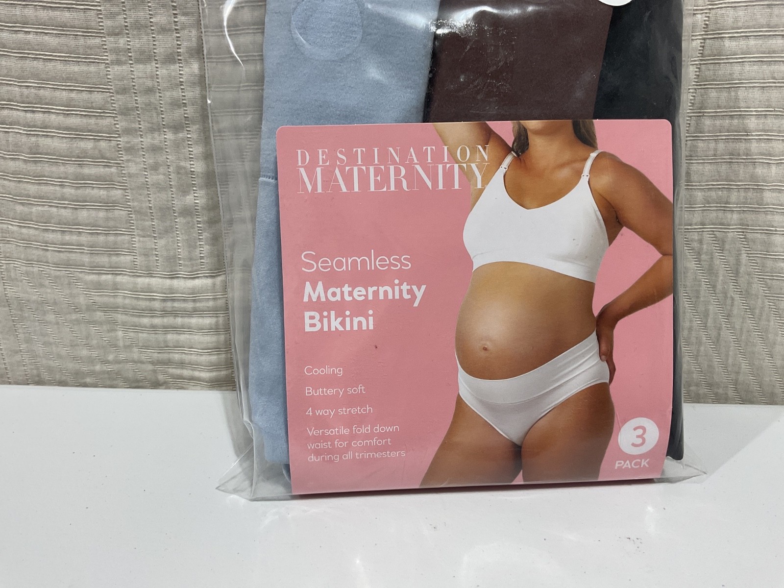 Destination Maternity bikini panties 3 pack black /chocolate/ blue assort sizes