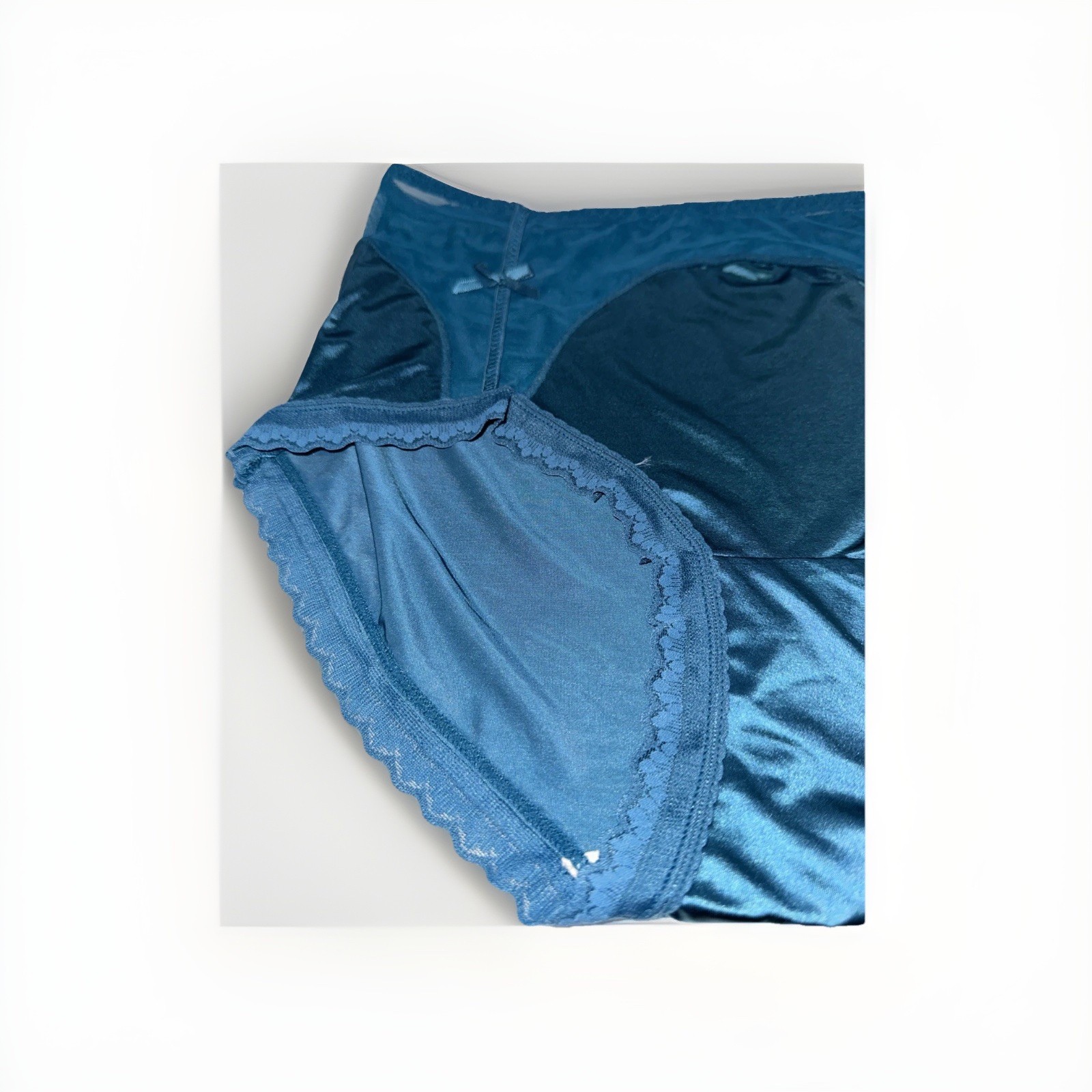 Large Nylon Blended Panties Dark Blue Shinny Shiny Satin Feel Cotton Gusset New