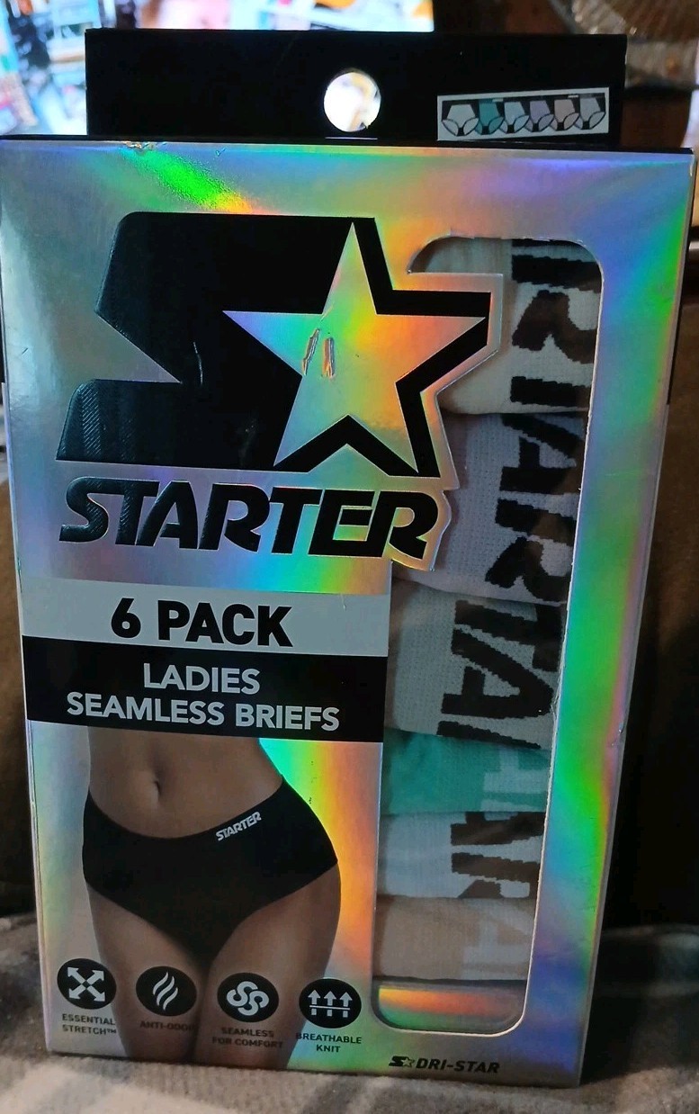 New Starter 6 Pk Ladies Seamless Briefs Size Large Assorted Colors Intimates #2