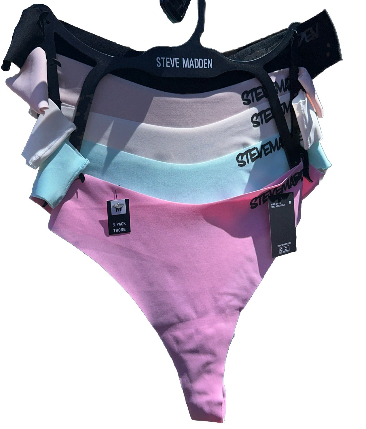STEVE MADDEN Size: XL – 5 Pack No Show Thong Panties 🛍️ 82% Nylon-18% Spandex