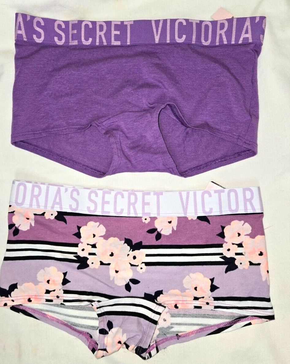 NWT SMALL Victoria’s Secret set of two Shorties Panty Purple Floral print
