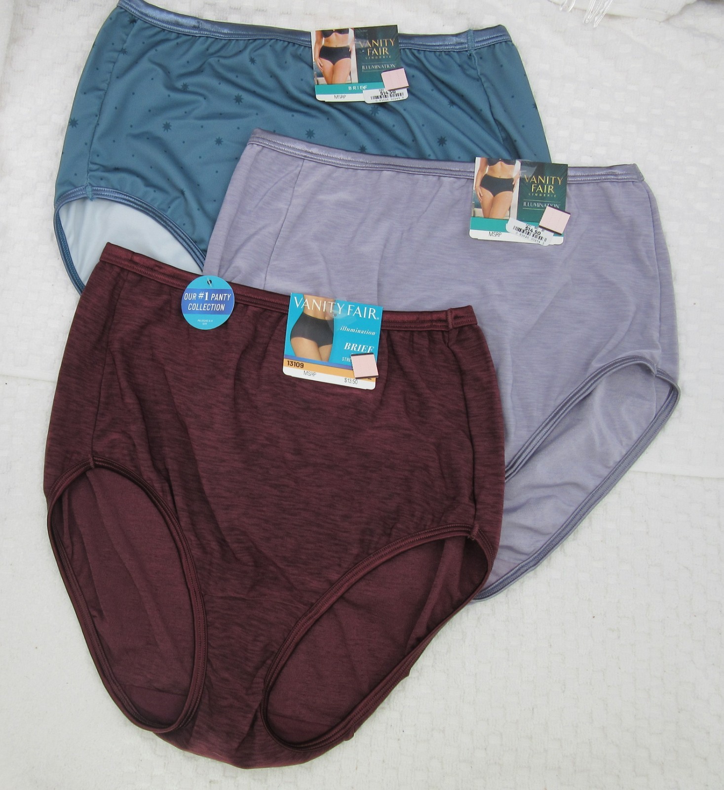 NWT set/3 VANITY FAIR ILLUMINATION BRIEFS 13109 SOPHISTICATED PLUM LAVENDER STAR