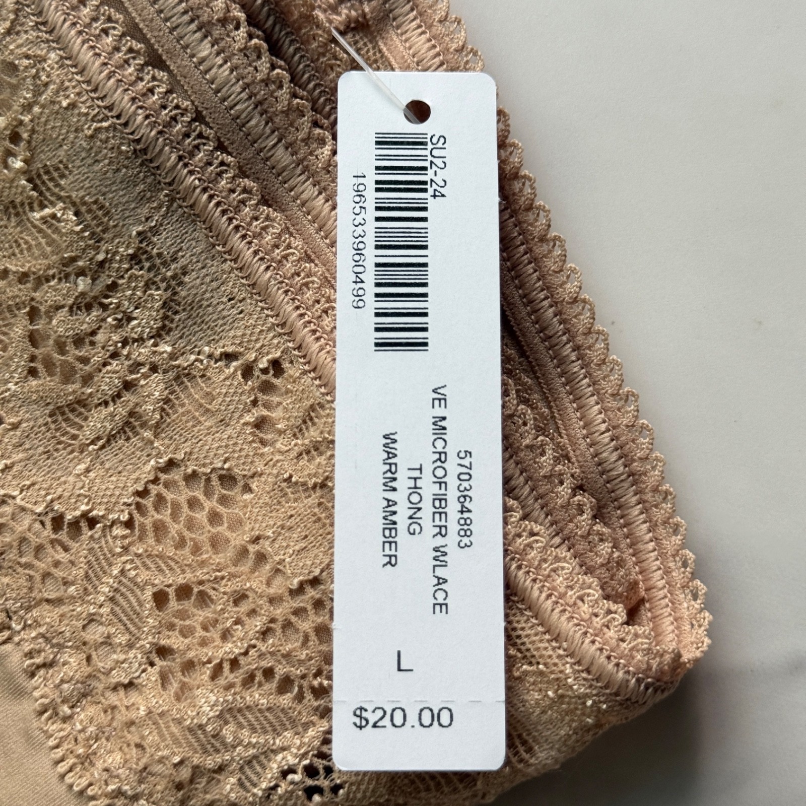 Soma Vanishing Edge Microfiber With Lace Thong Panty Warm Amber Size XS/S/M/L/XL