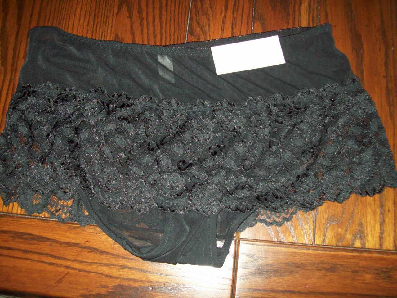 NWT CABERNET NYLON SPANDEX LACE FLIRT SKIRT PANTIES PANTY 4264 BLACK S M XL