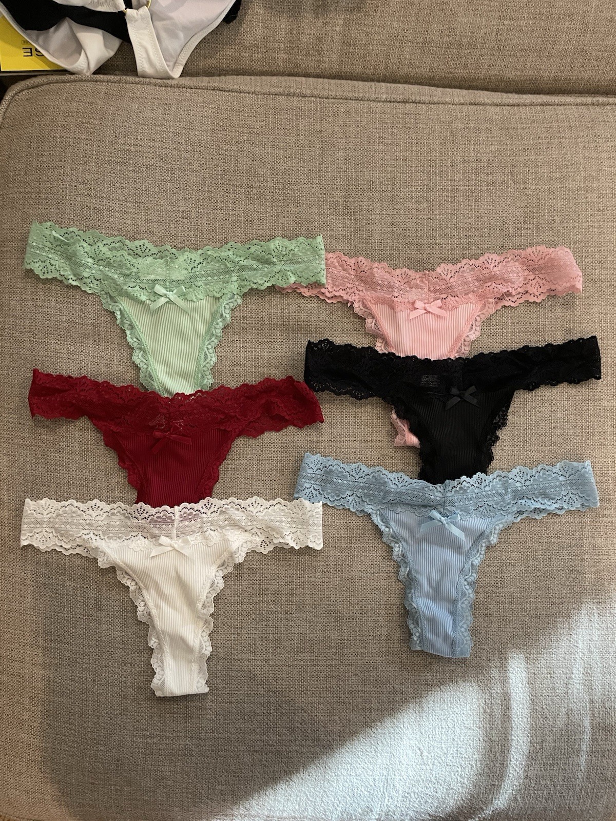 Nolrahiur Sexy Lace Thong Panties Underwear Women’s Size XS Ribbed 6 Pack NWOT