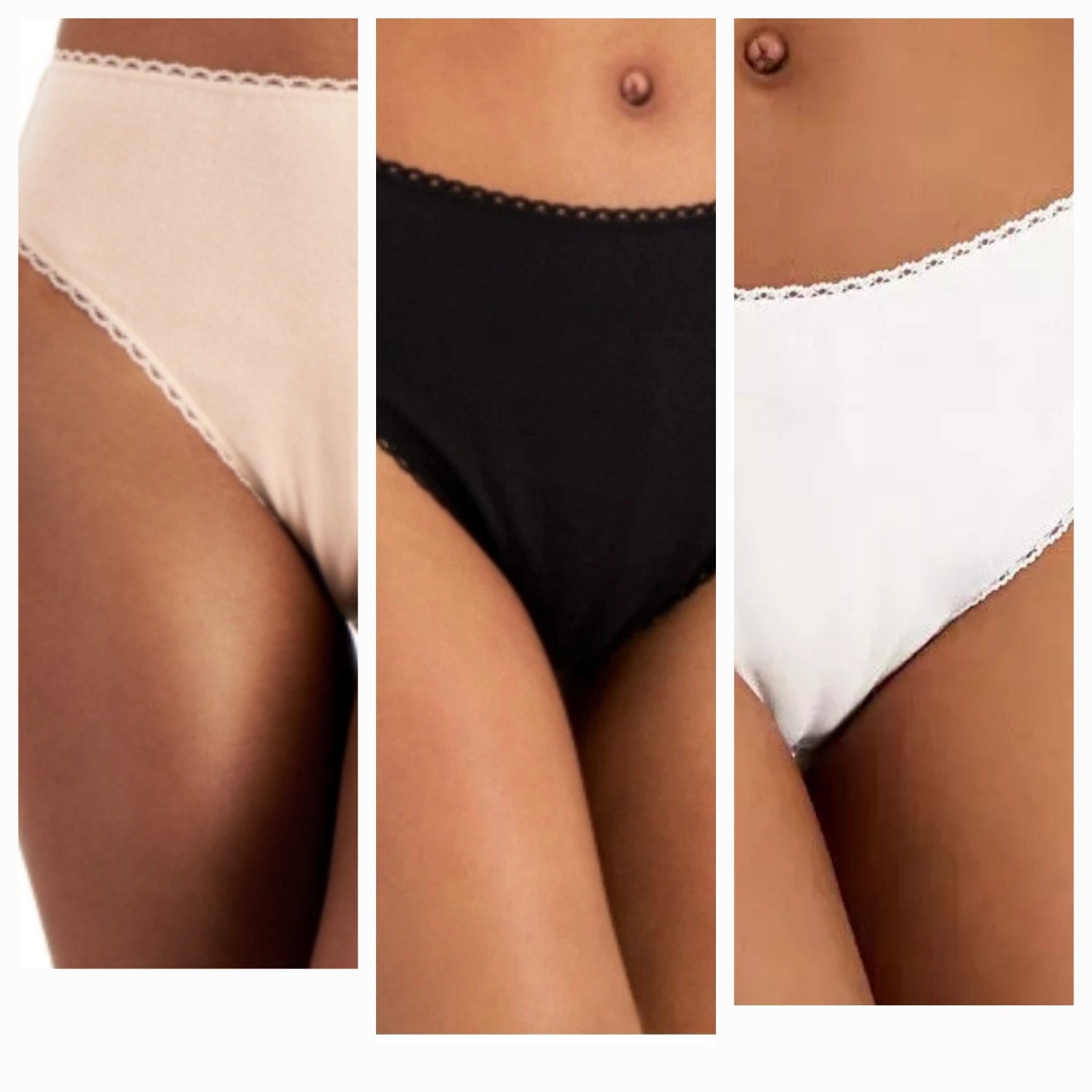 Charter Club Women’s 3 Pack High-Cut Cotton Lace Trim Briefs XXL Core Panty