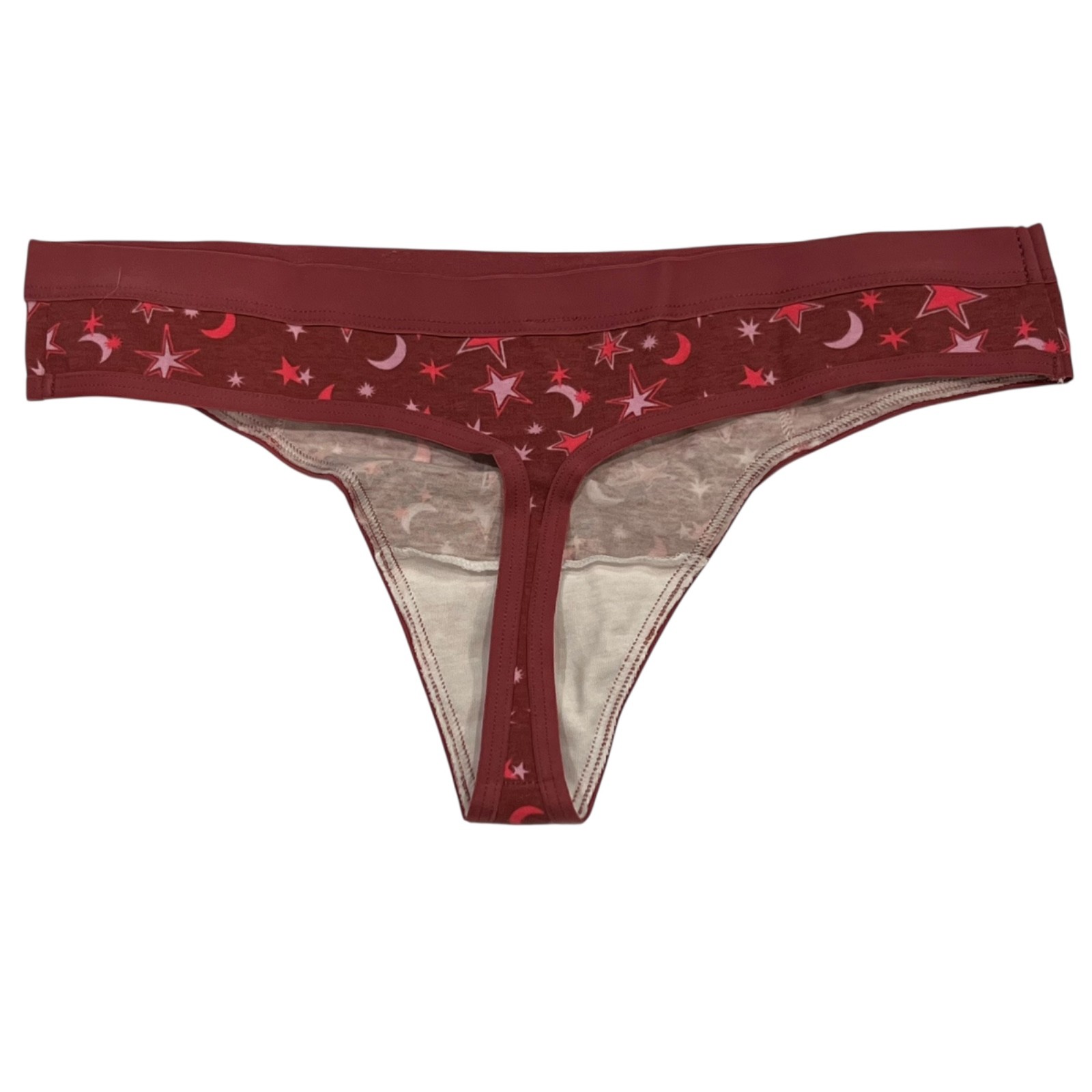 NWT AERIE 3 pack Thong Sz M-L Orange Red Ghosts Stars Moons Cotton Jersey