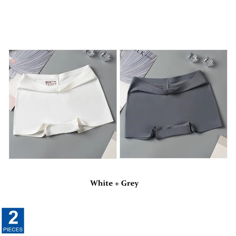 Seamless Silk Boyshorts Soft Solid Color Plus Size Women’s Underwear 2 Pcs