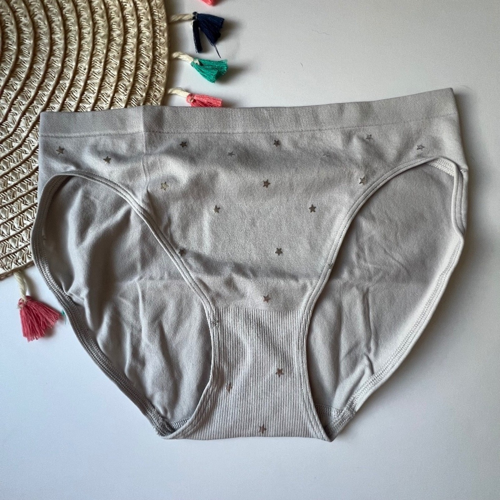 Victoria’s Secret Seamless High-Leg Brief Panty Silver Pearl Stars XS NEW