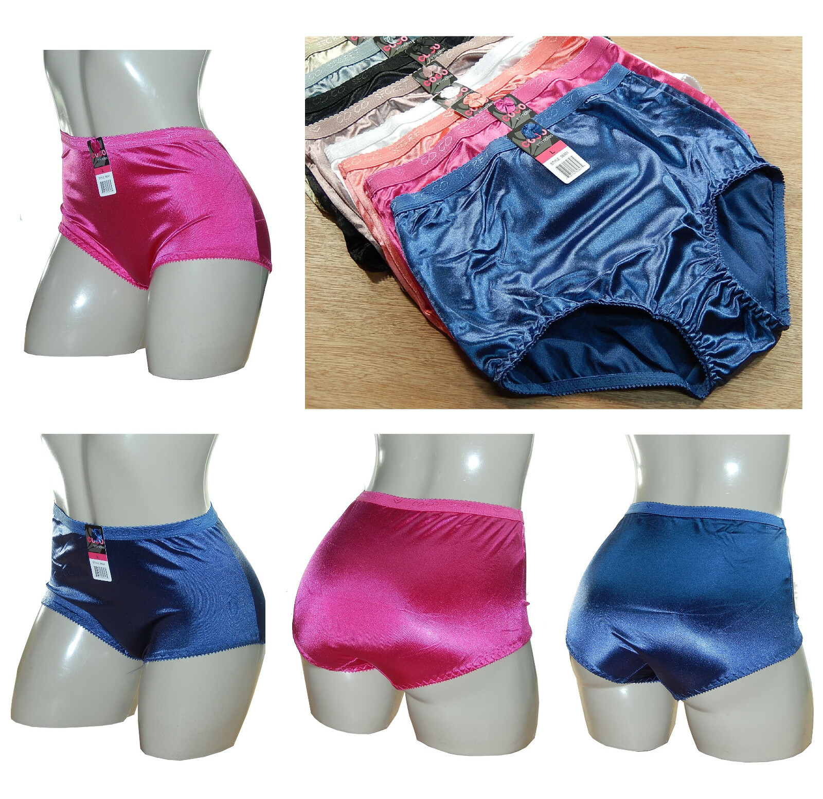 1, 6 OR 12 pk WOMEN High-Waist Briefs BIKINI Panties Undies SILKY SATIN LOT S-XL