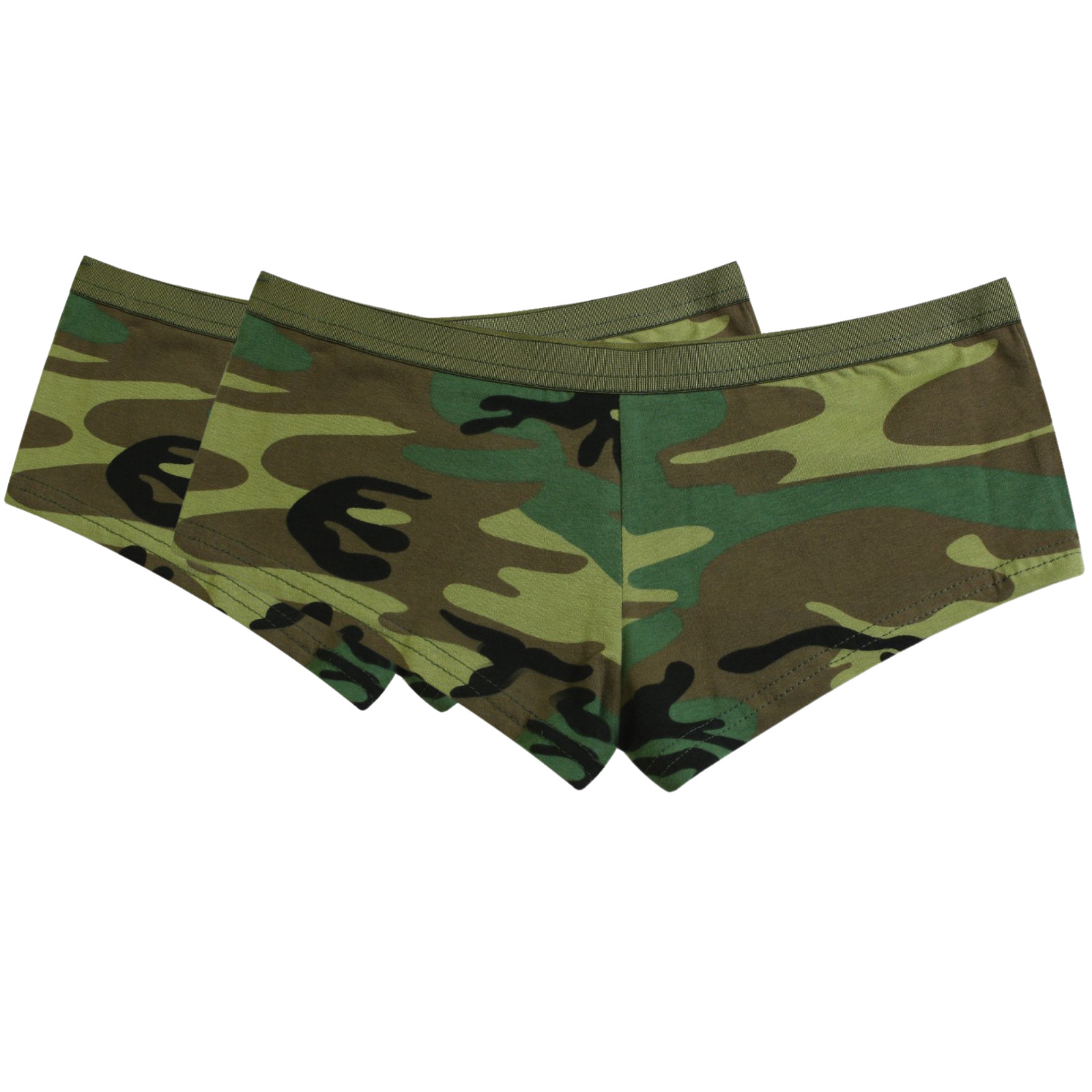 Womens Woodland Camo Booty Shorts – Cotton Spandex Slim Fit Underwear 2 Pack