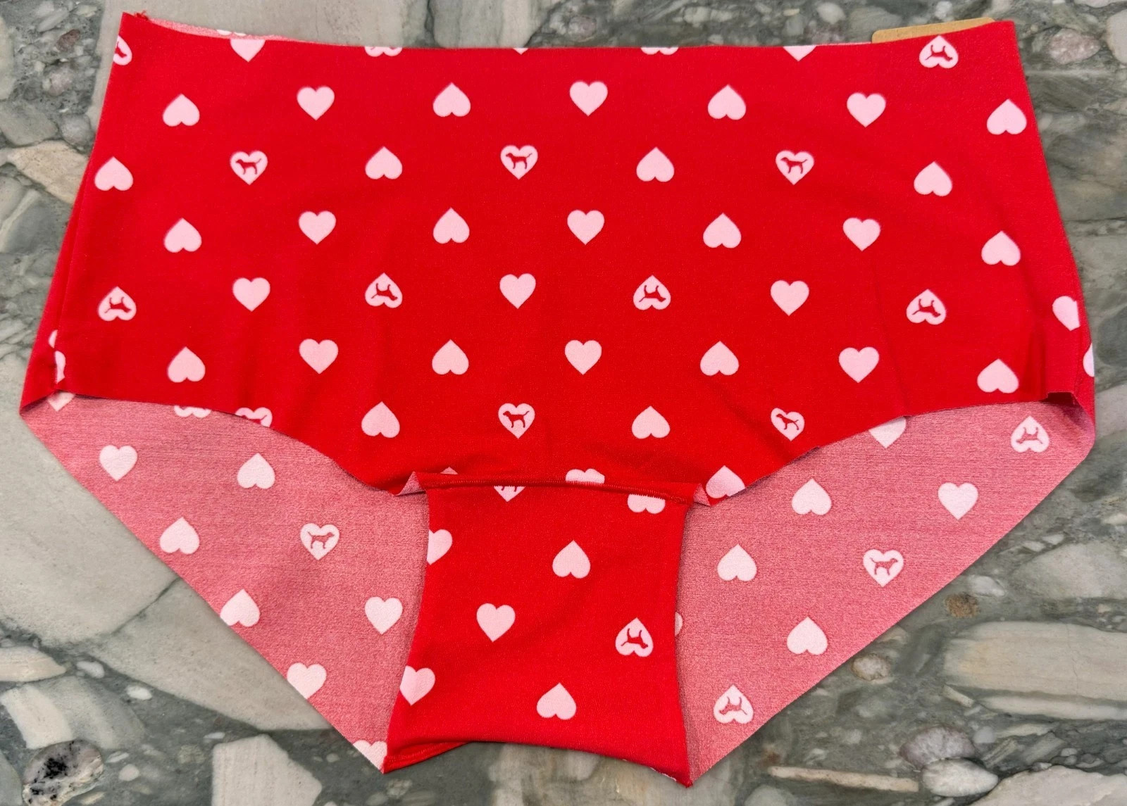 NEW Victoria Secret PINK No Show Shortie Boyshort – Red & Pink Hearts – XL