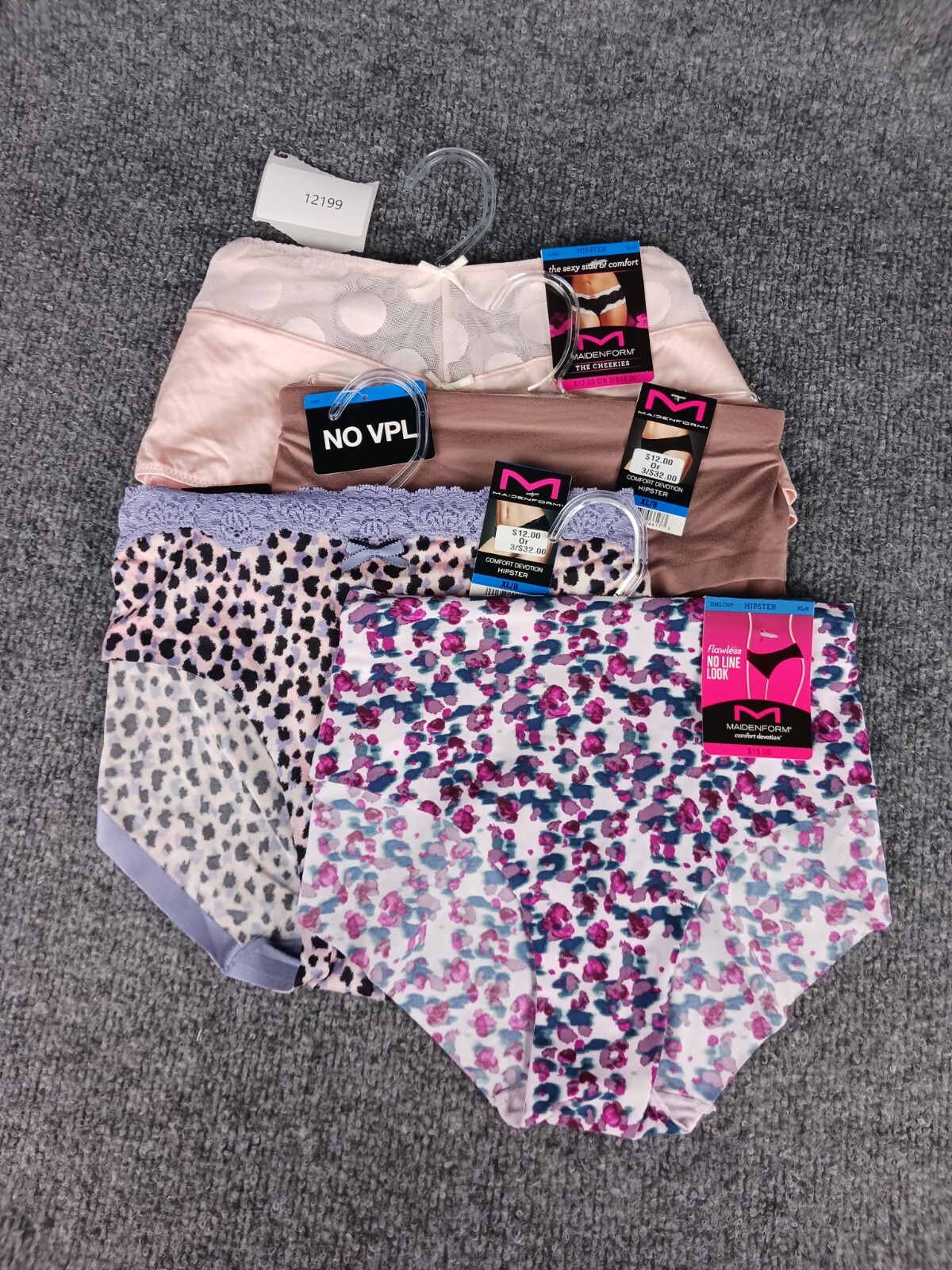 4 PACK MIXED LOT MAIDENFORM HIPSTER MULTI STYLES OF HIPSTER EXTRA LARGE 8