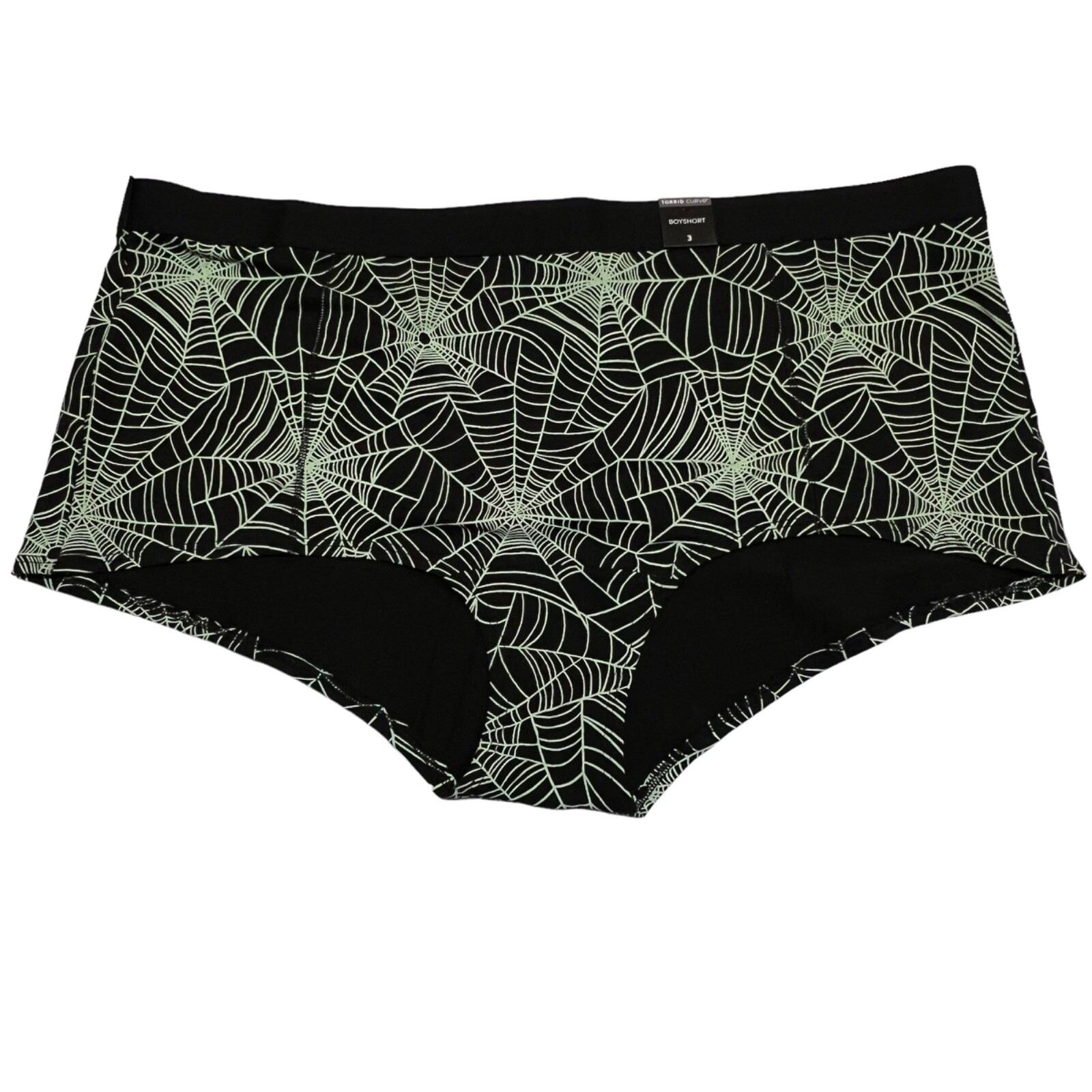 NWT TORRID Boyshort Pantie Sz 1X-2X-3X-4X Black Green Spider Webs