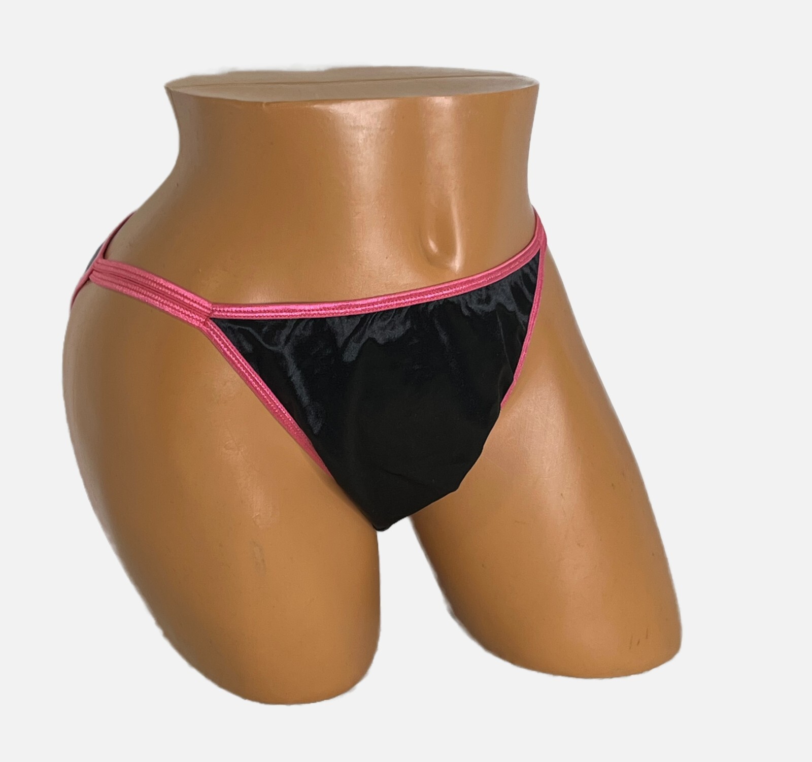 String Bikini Second Skin Satin Stretch Black Panties 2XL