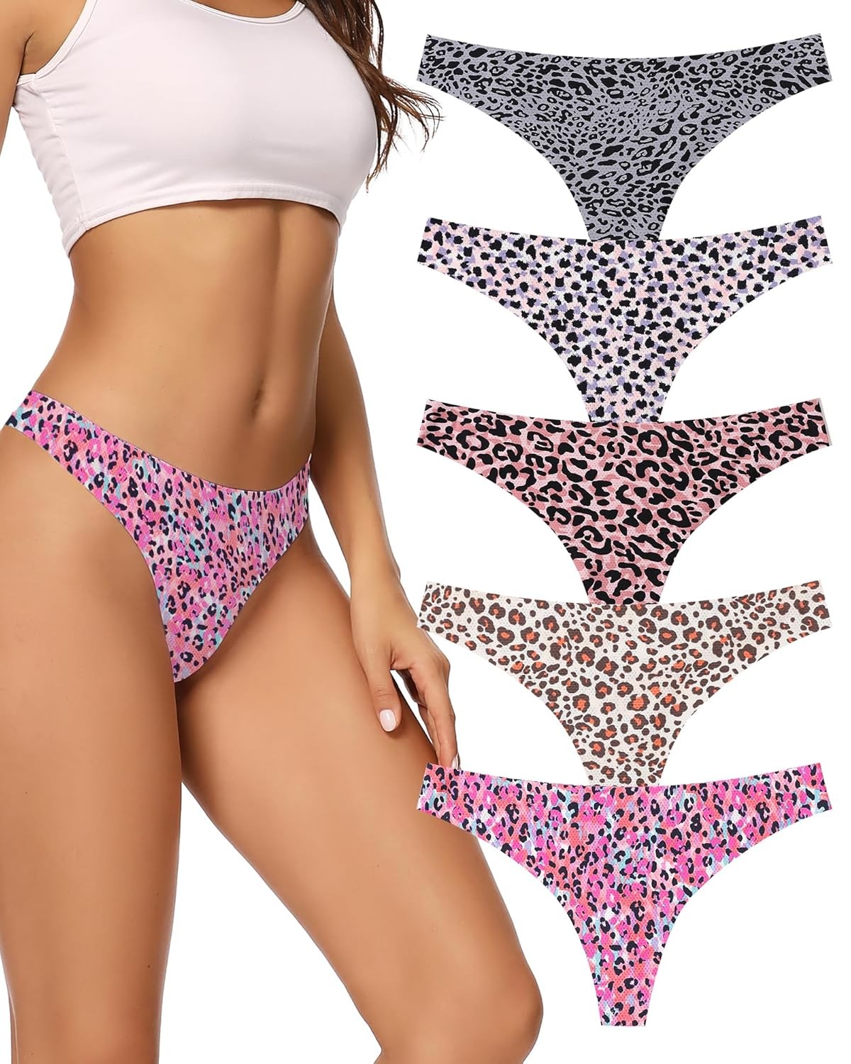 voenxe Seamless Women Underwear Thongs,No Show Ladies Thong,No Line Workout Brea