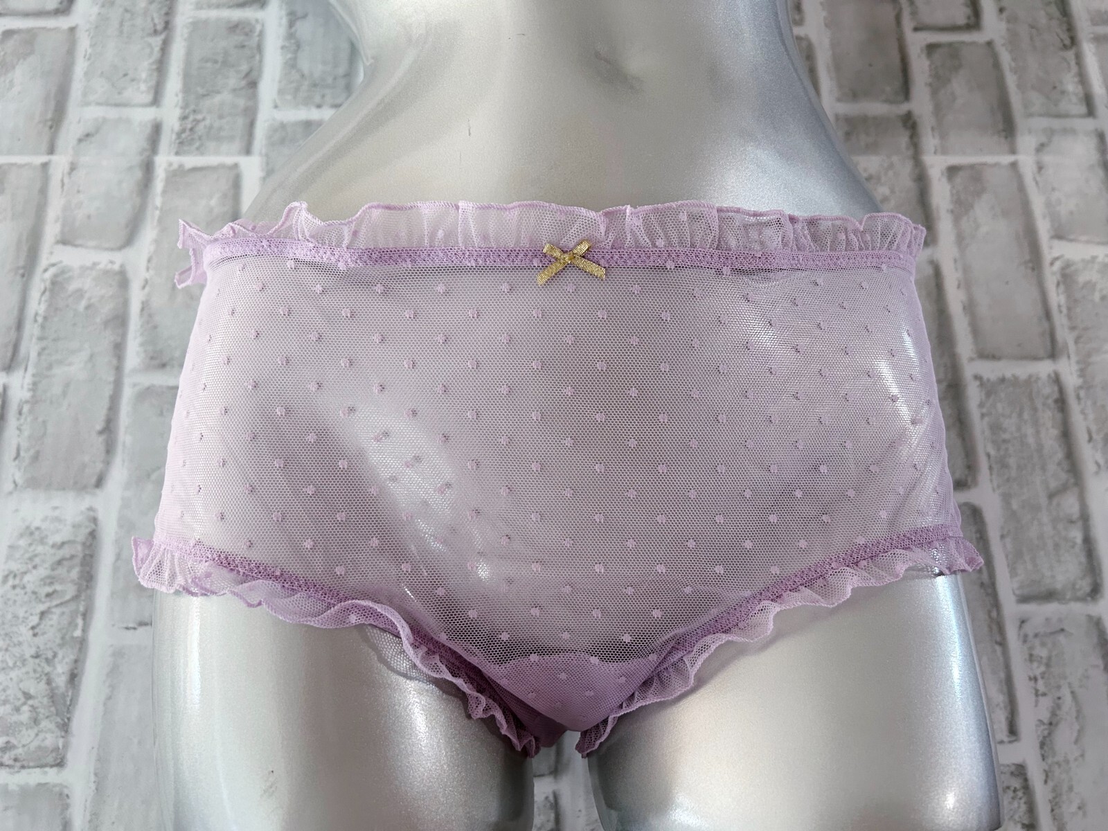Nwt Victorias Secret The Lacie Dot Mesh Ruffled Cheeky Panty Hope Lilac L