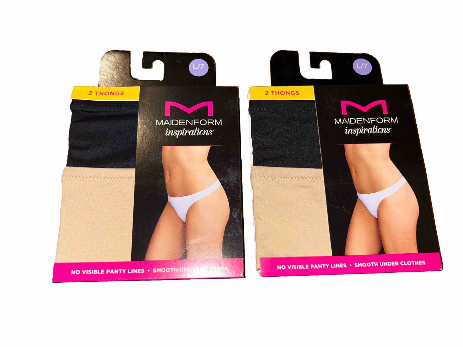 4 Pair, Women’s 7 / L Thong MaidenForm Inspirations Black And Tan Underwear