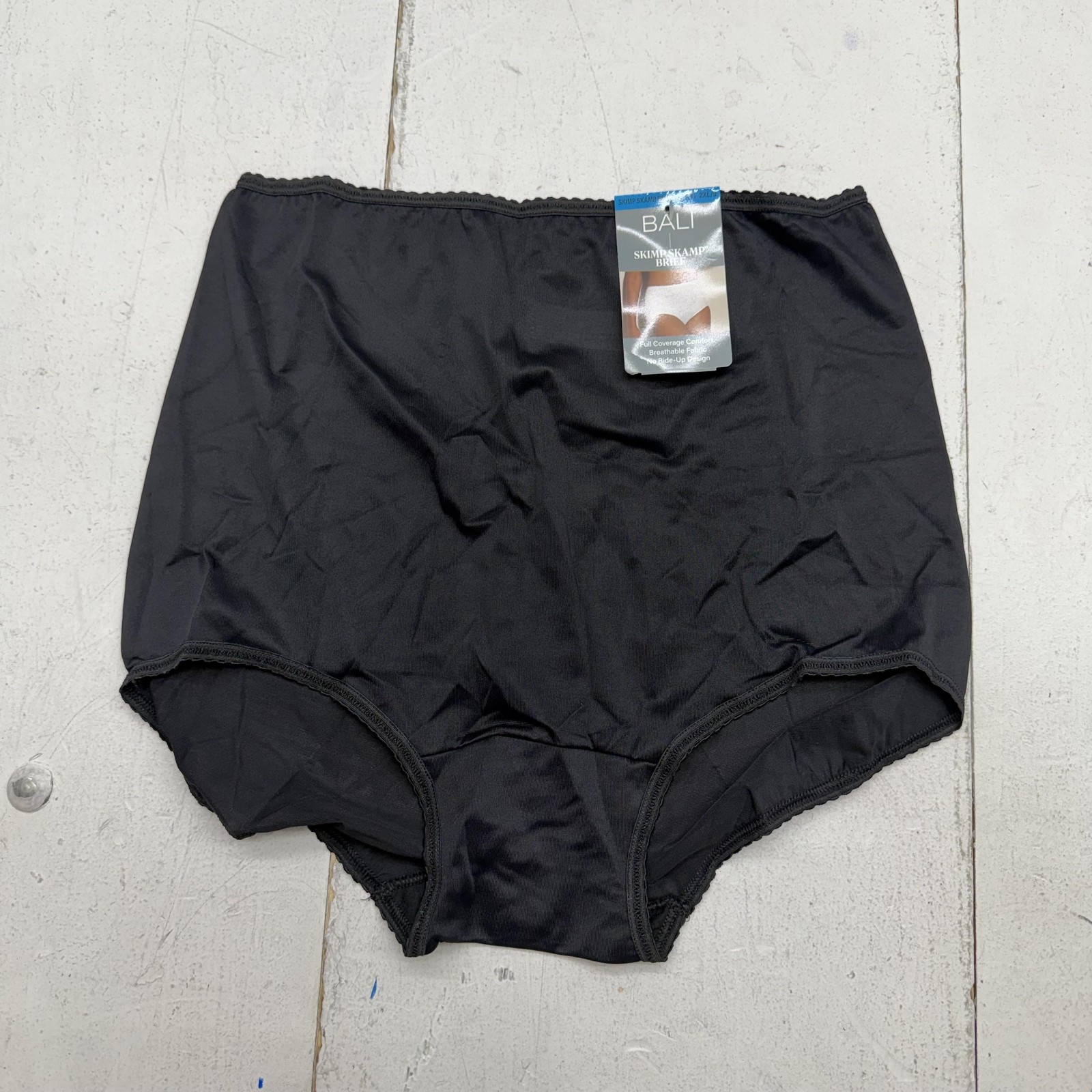 Bali Skimp Skamp Brief Panties Womens 2XL Black Full Coverage Stretch Breathable